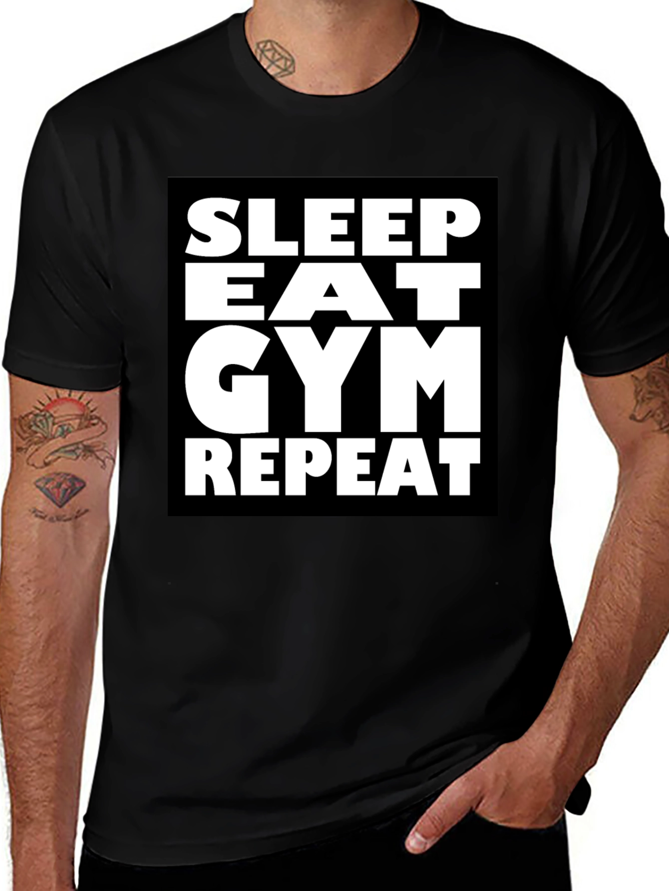 Variant 4 of Sleep Eat Gym Repeat Graphic Tee
