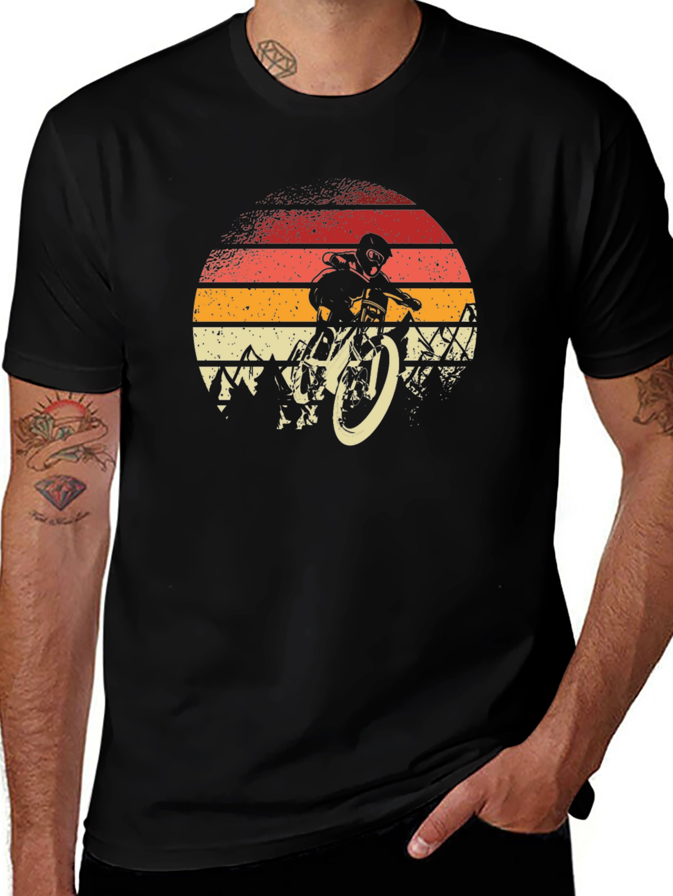 Variant 20 of Mountain Bike Sunset Graphic Tee - Biker Style
