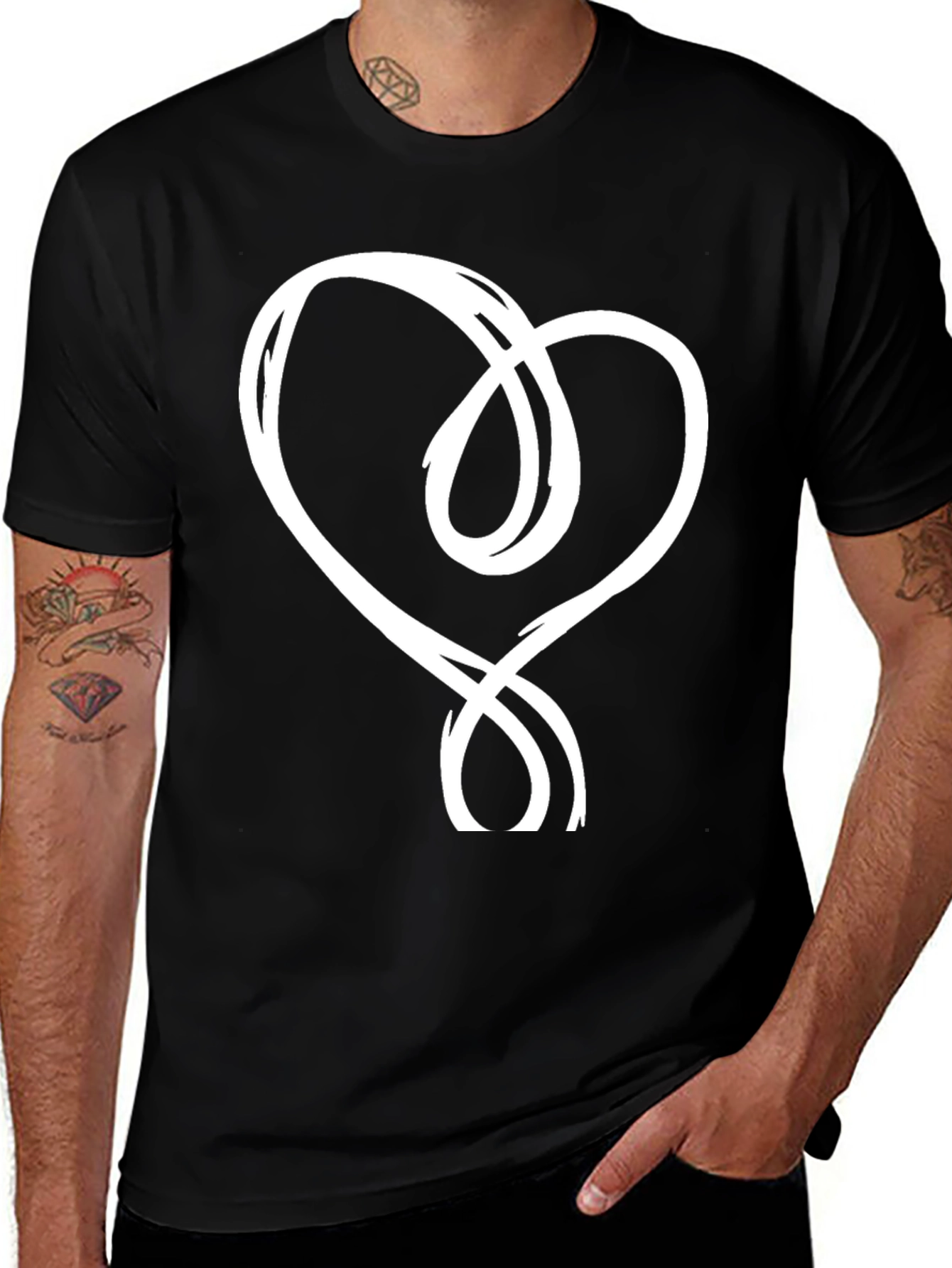 Variant 9 of Black T-Shirt with Abstract Heart Design