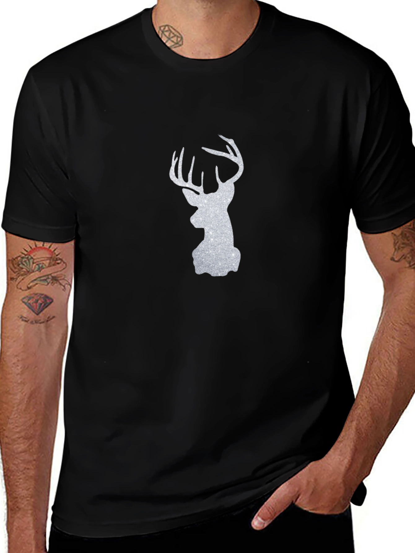 Variant 5 of Black Deer Silhouette Graphic Tee