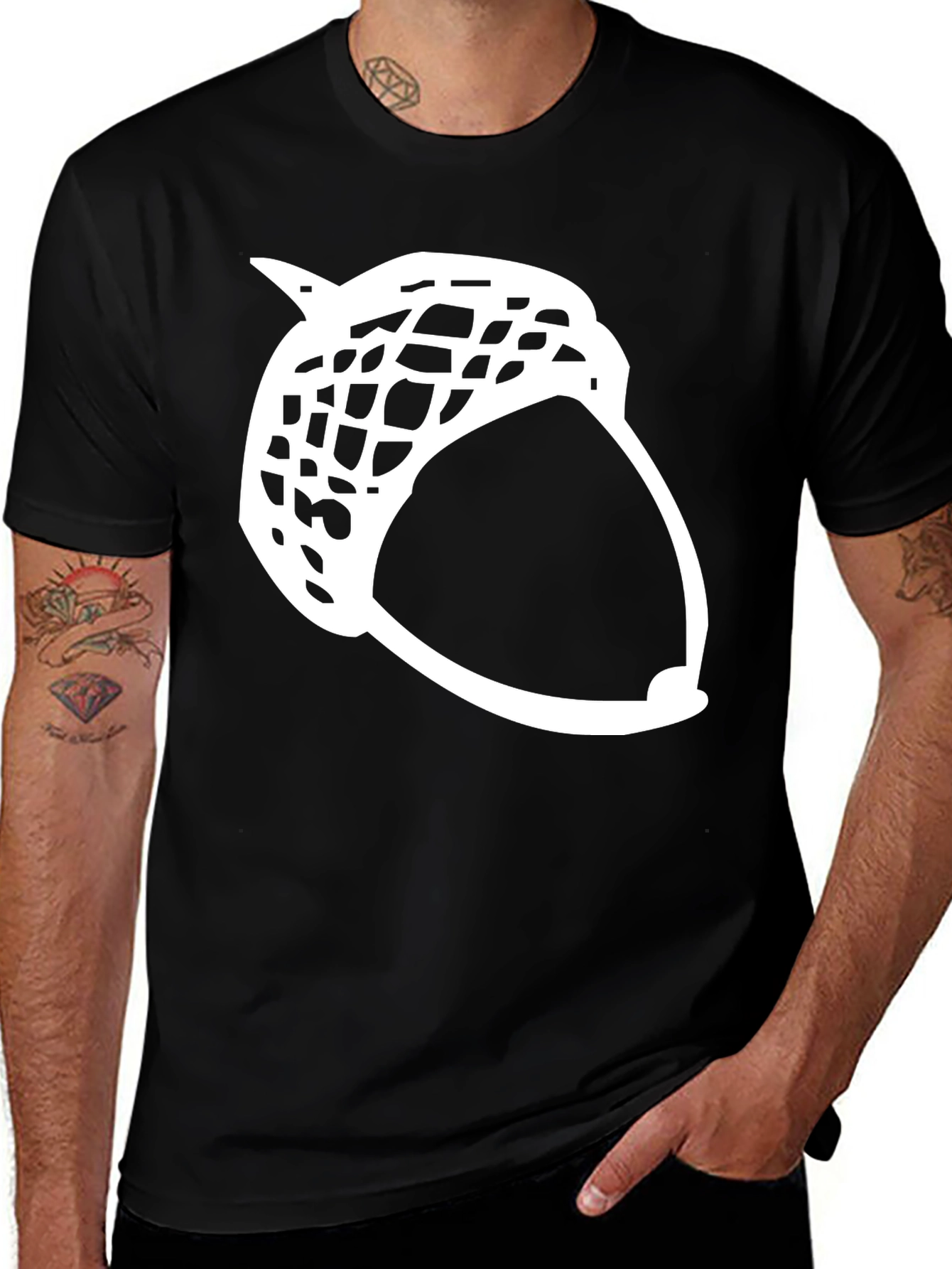 Variant 17 of Acorn Graphic Tee - Black Cotton T-Shirt