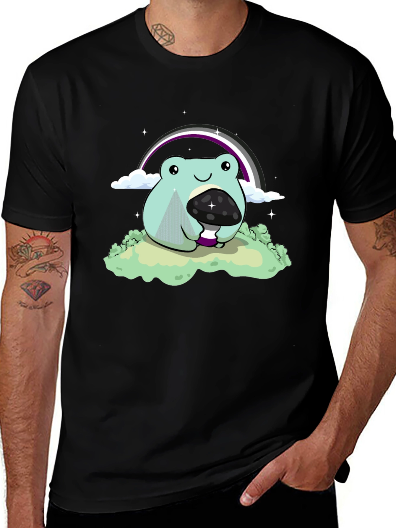 Frog & Mushroom T-Shirt - Ace Pride Design