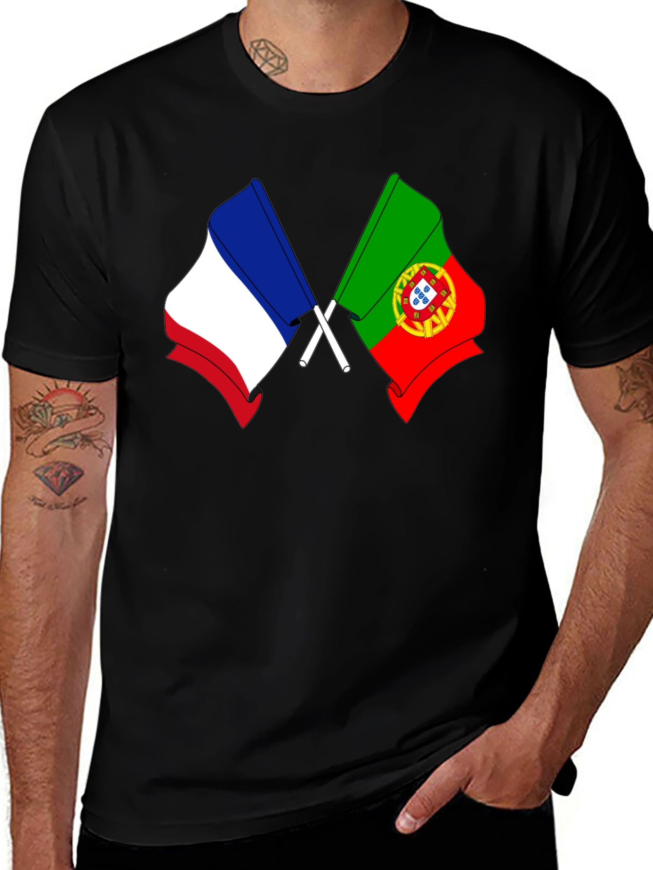 France Portugal Flags Graphic T-Shirt