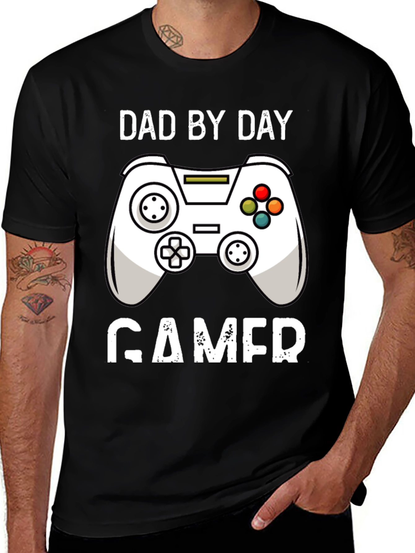 Variant 15 of Dad By Day Gamer Black T-Shirt