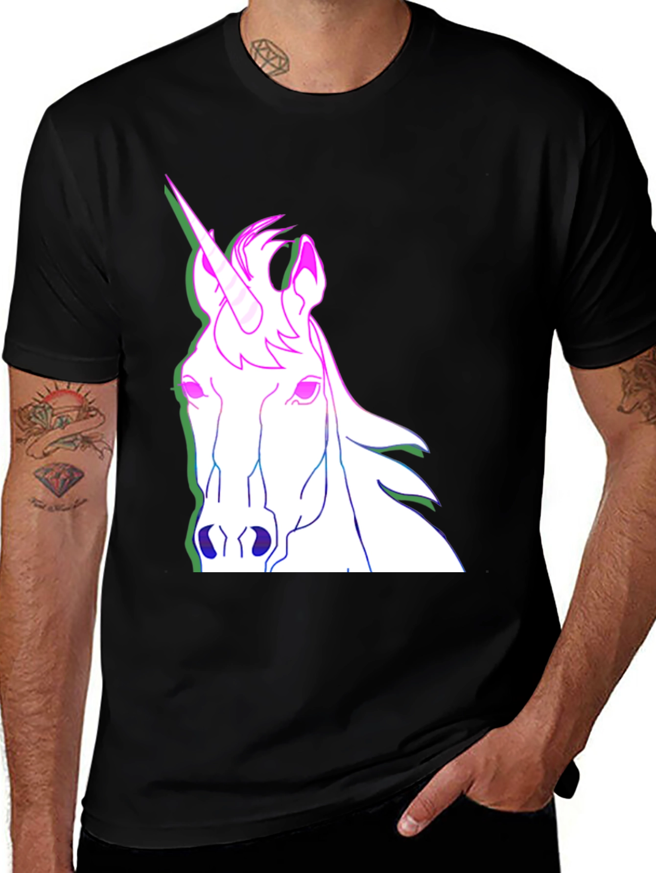 Variant 15 of Unicorn Graphic Tee - Men's Black T-Shirt