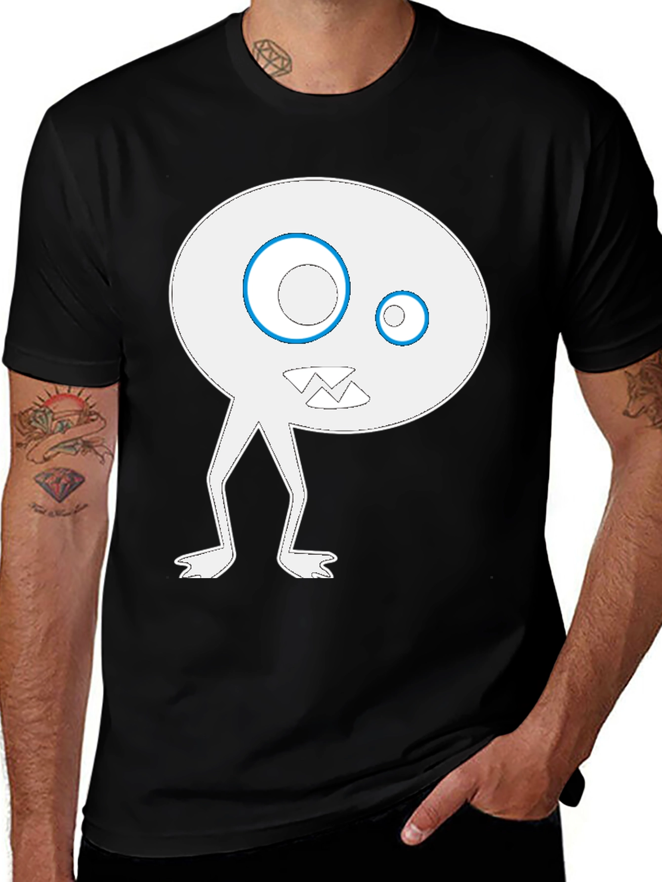 Variant 8 of Funky Monster Graphic Tee - Black Cotton Blend Shirt