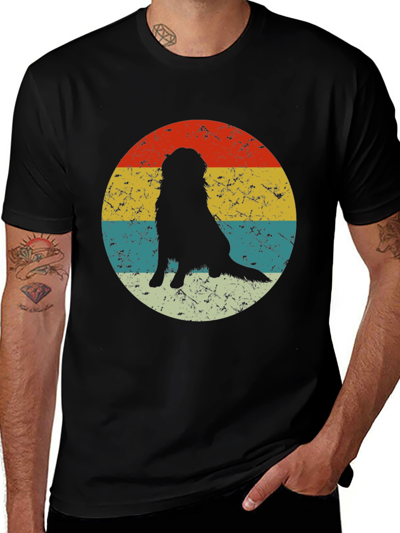 Variant 13 of Retro Dog Silhouette Graphic Tee - Black