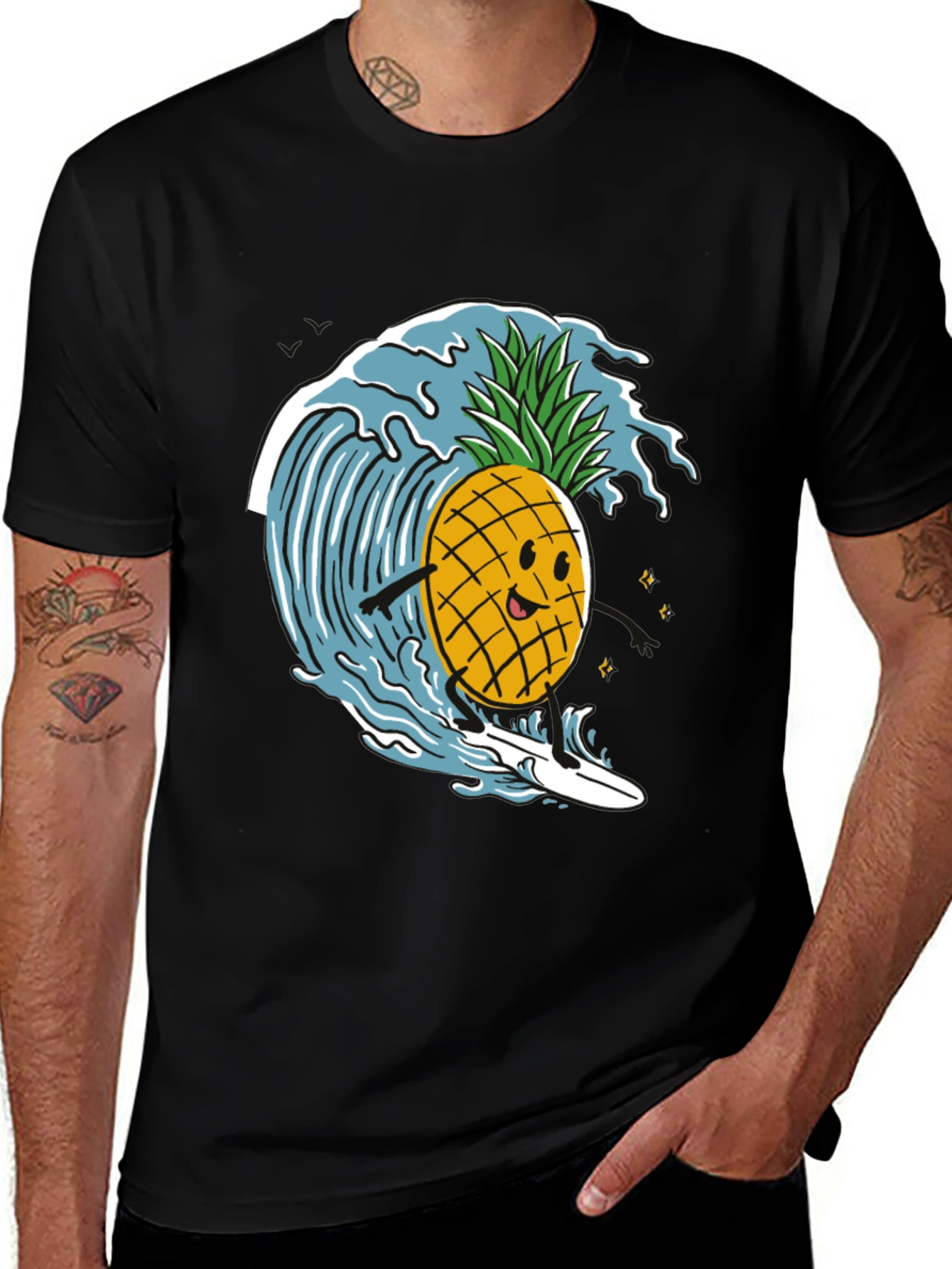 Variant 20 of Surfing Pineapple T-Shirt - Fun Summer Tee