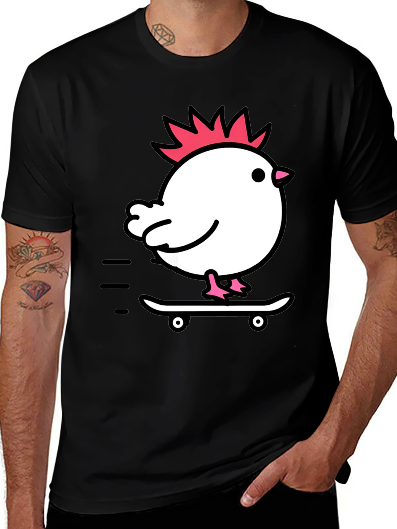 Variant 9 of Chicken on Skateboard Graphic Tee