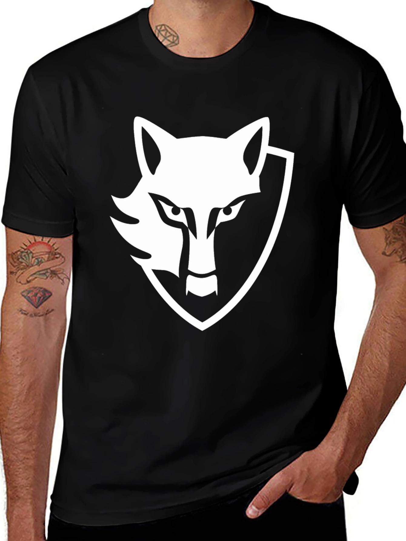 Variant 30 of Black Wolf Shield Graphic T-Shirt