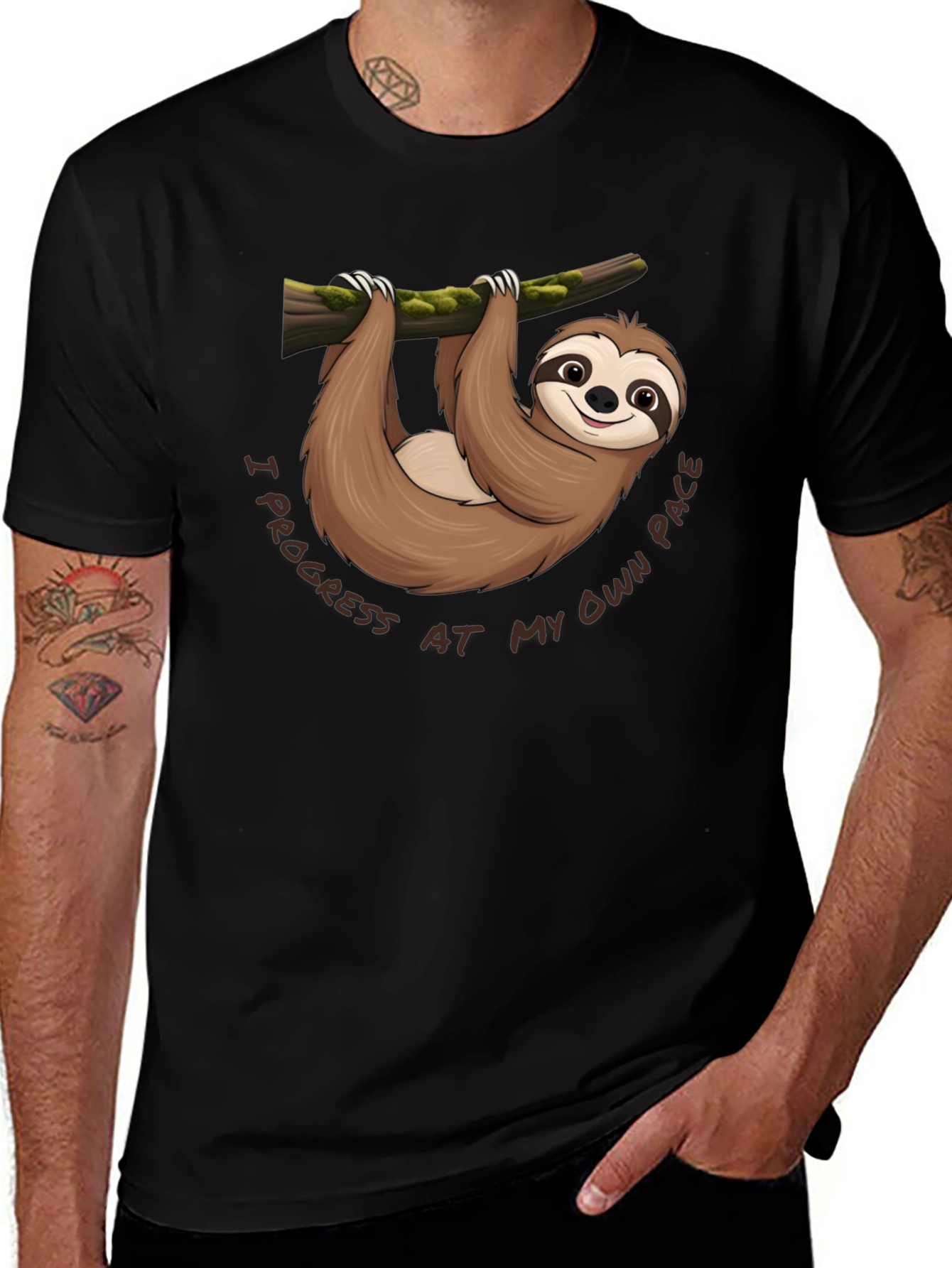 Variant 29 of Sloth Graphic Tee - I Progress At My Own Pace, Comfy Cotton Blend