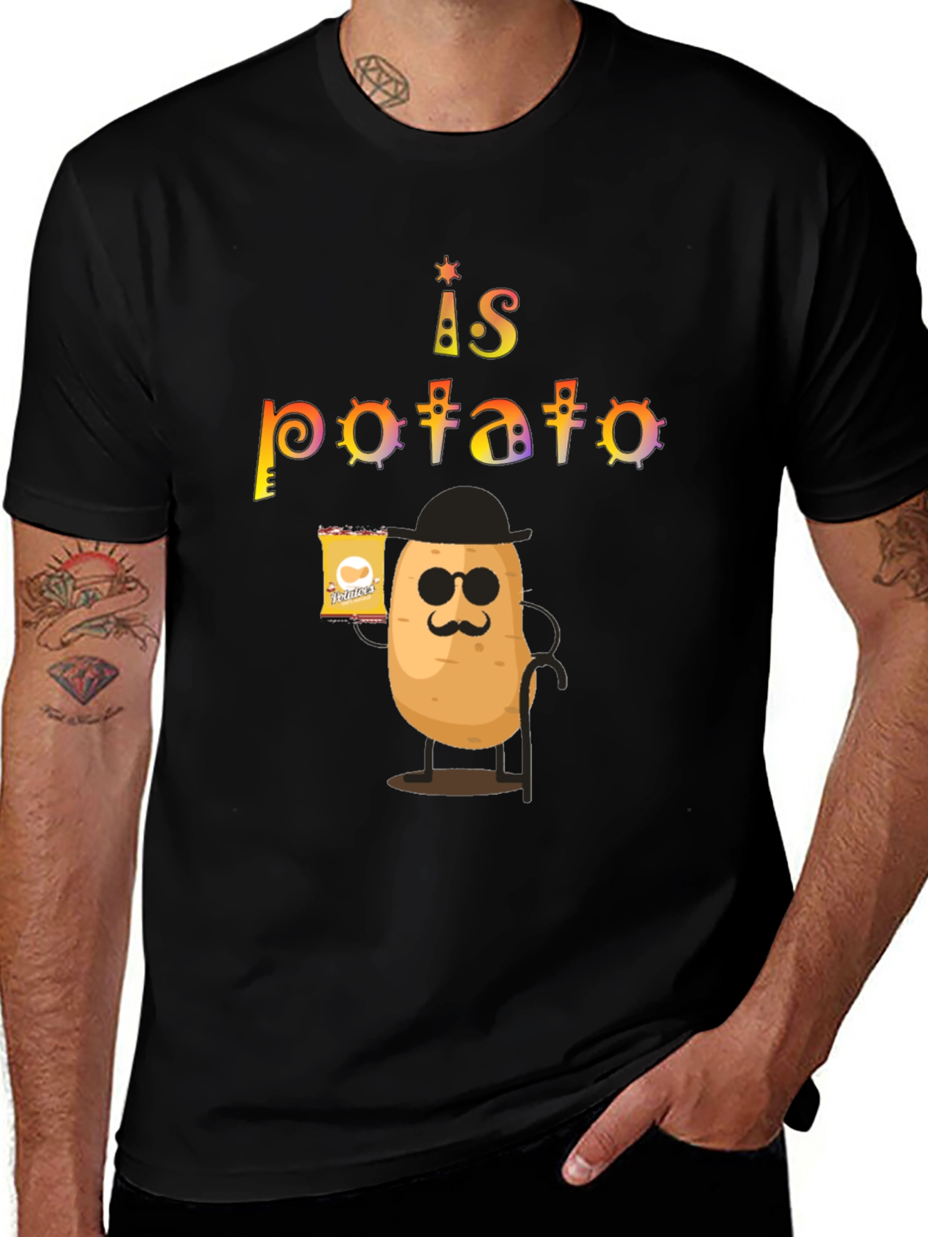 Variant 5 of Funny "Life is Potato" Graphic Tee - Unisex Black T-Shirt