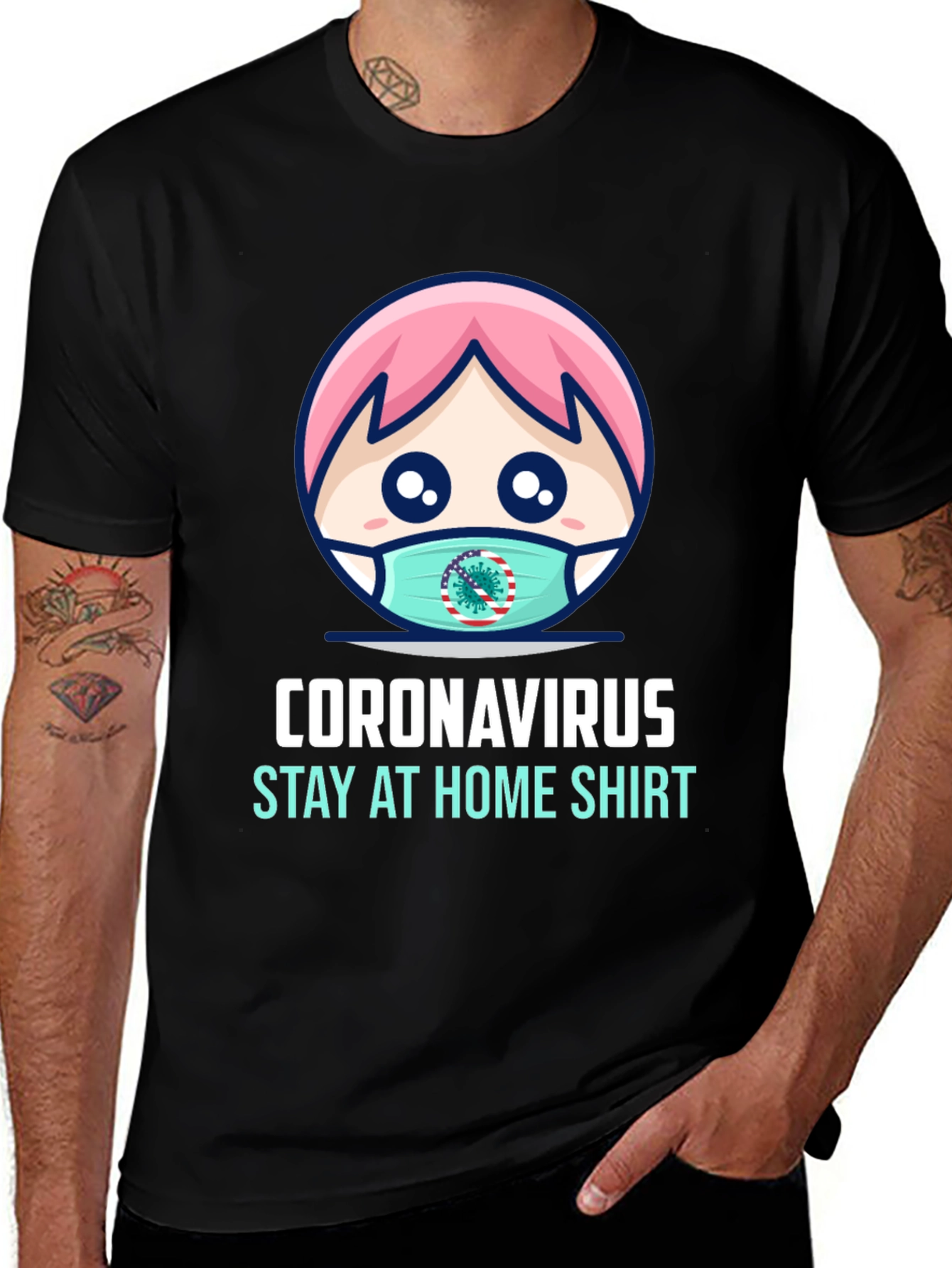 Variant 10 of Stay At Home Shirt - Coronavirus Cartoon Tee