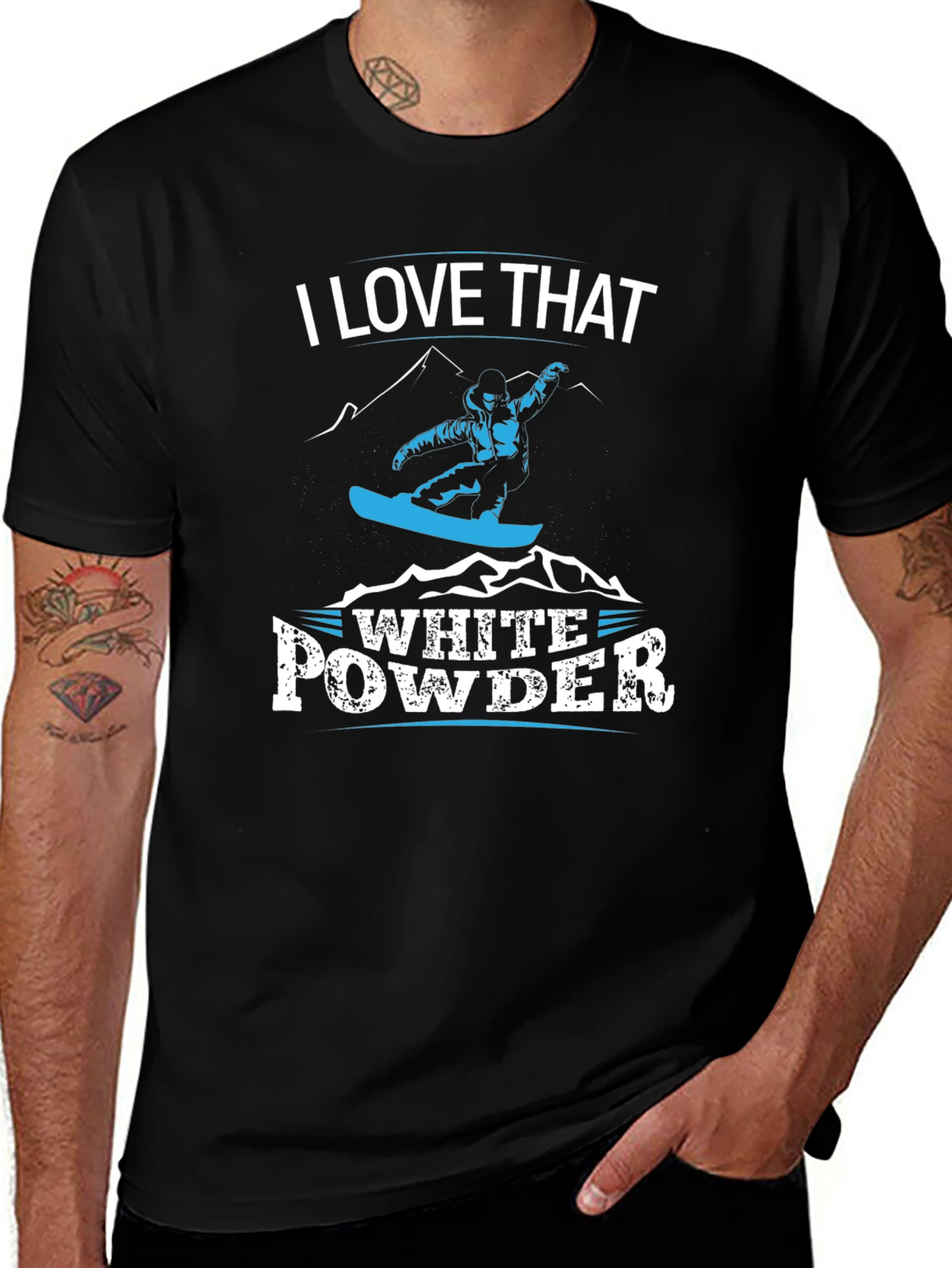 Variant 15 of I Love That White Powder Snowboarding T-Shirt