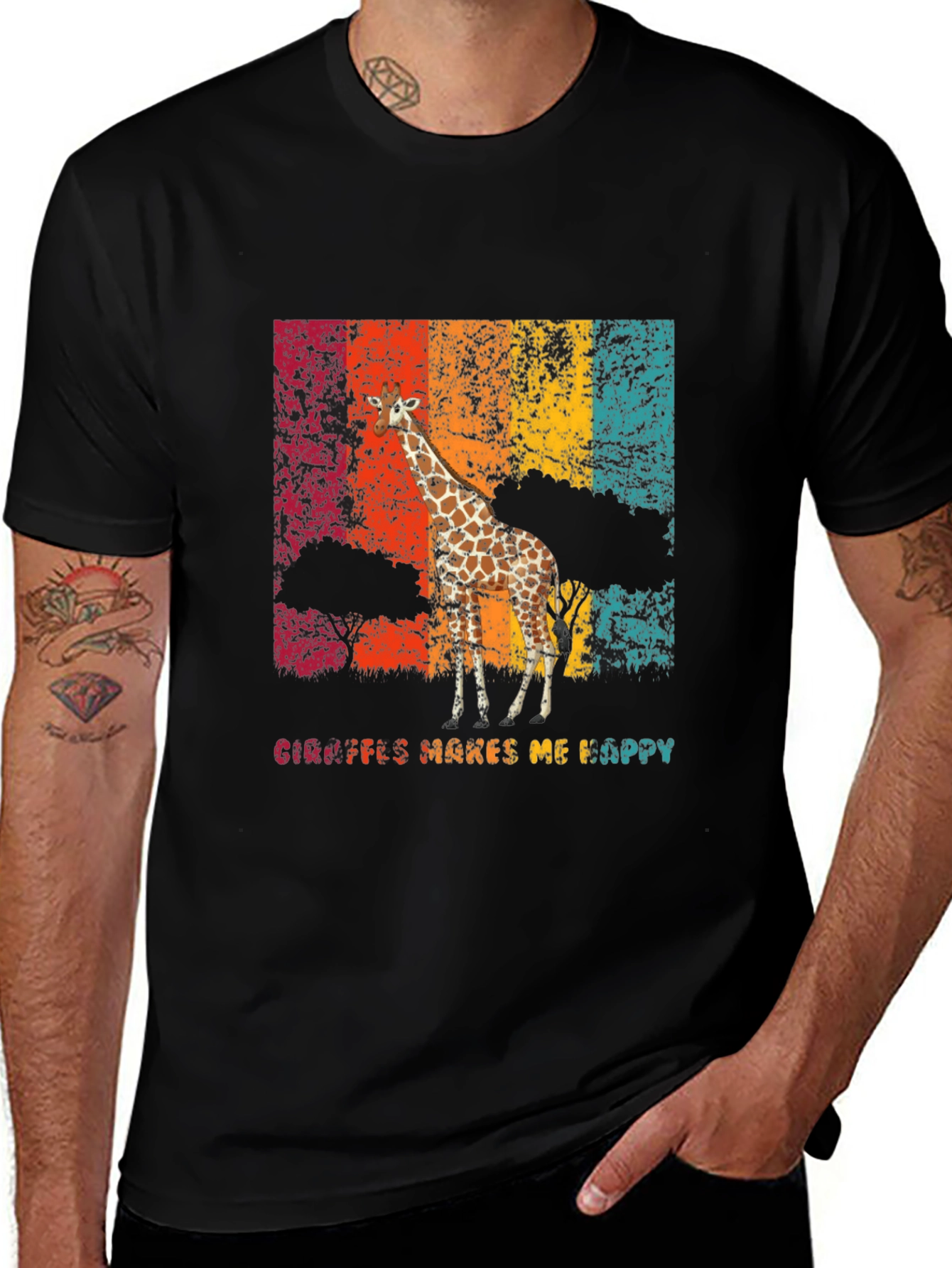 Variant 14 of Giraffe Makes Me Happy Graphic T-Shirt