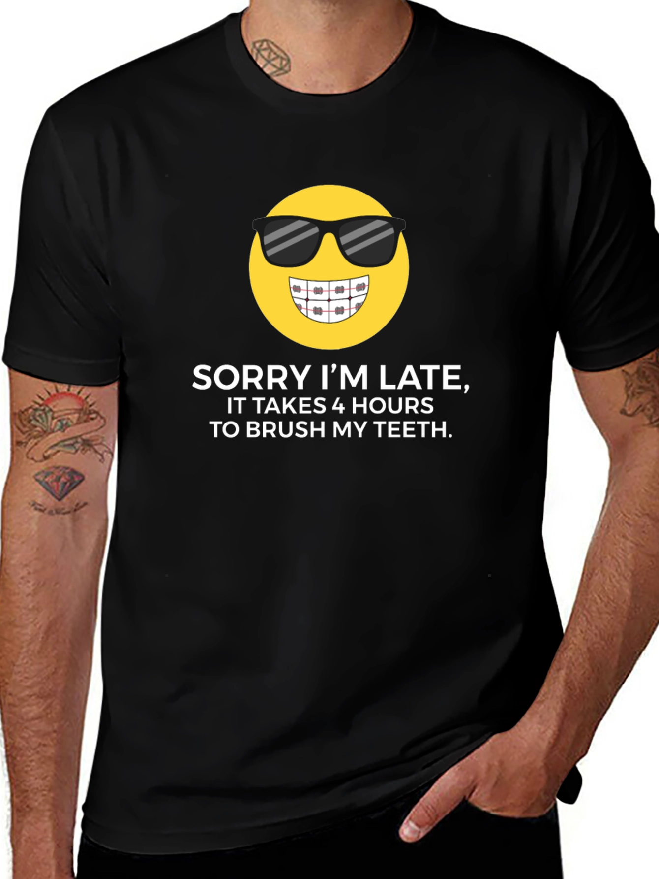 Variant 25 of Funny Sorry I'm Late Emoji T-Shirt