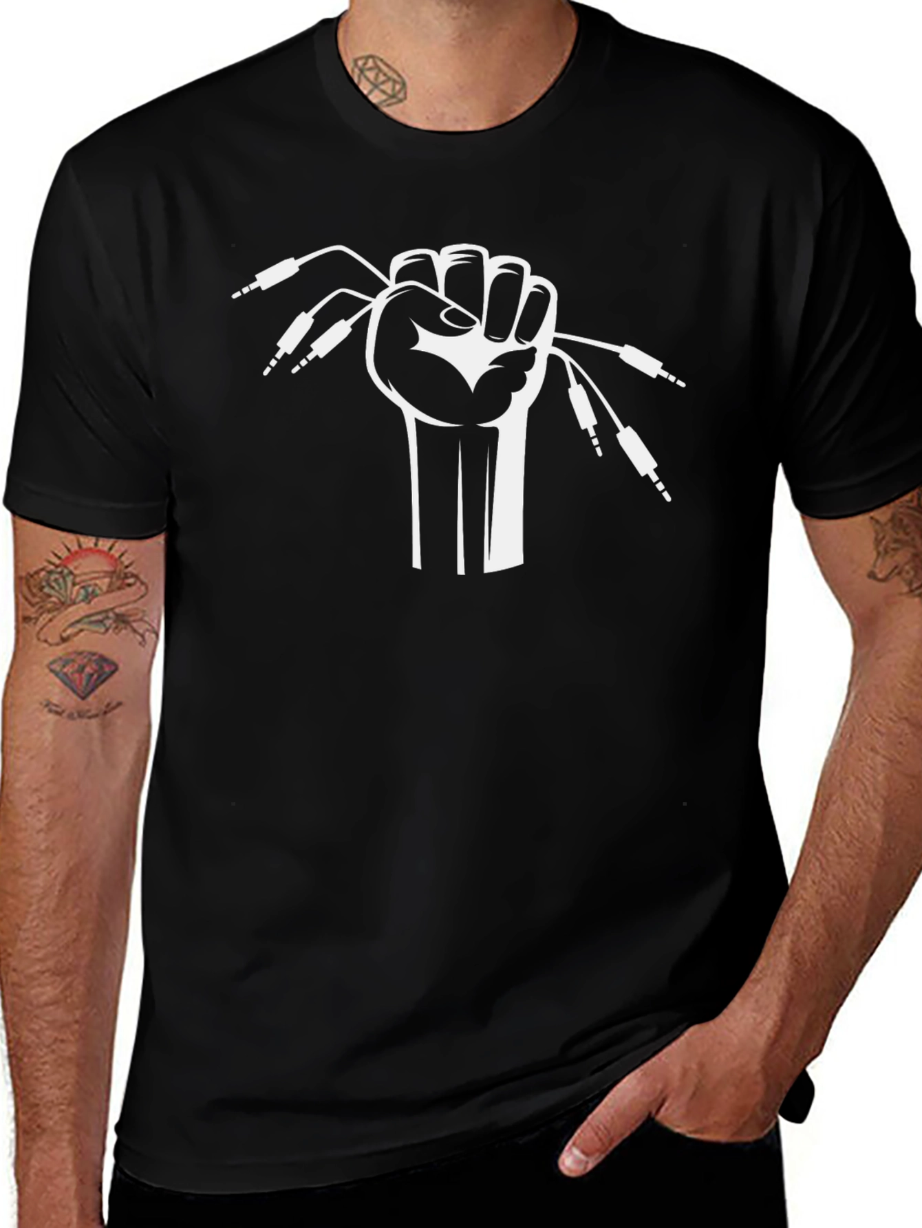 Variant 7 of DJ Audio Cable Fist Graphic T-Shirt