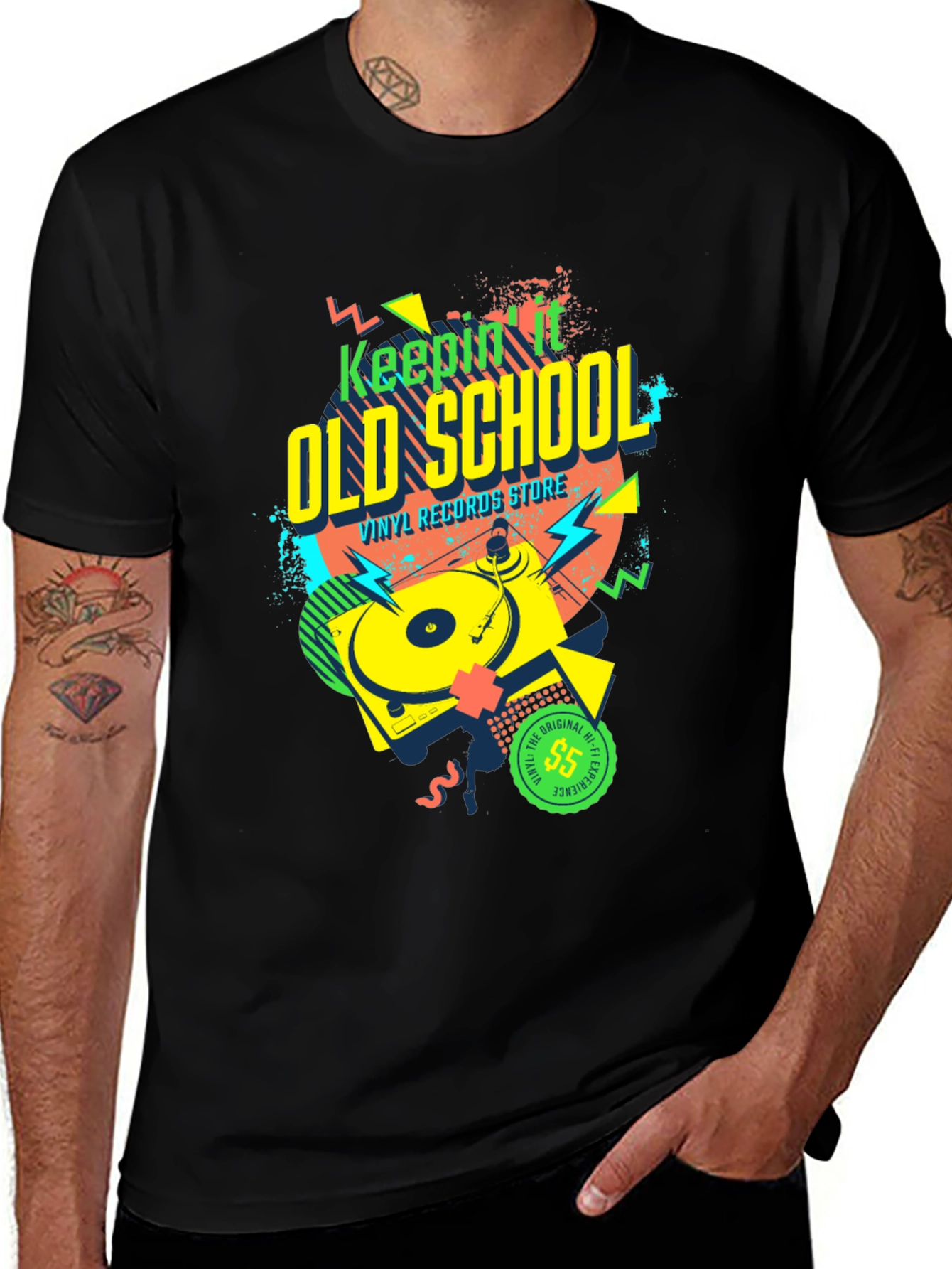 Keepin' It Old School Vinyl Record Store T-Shirt