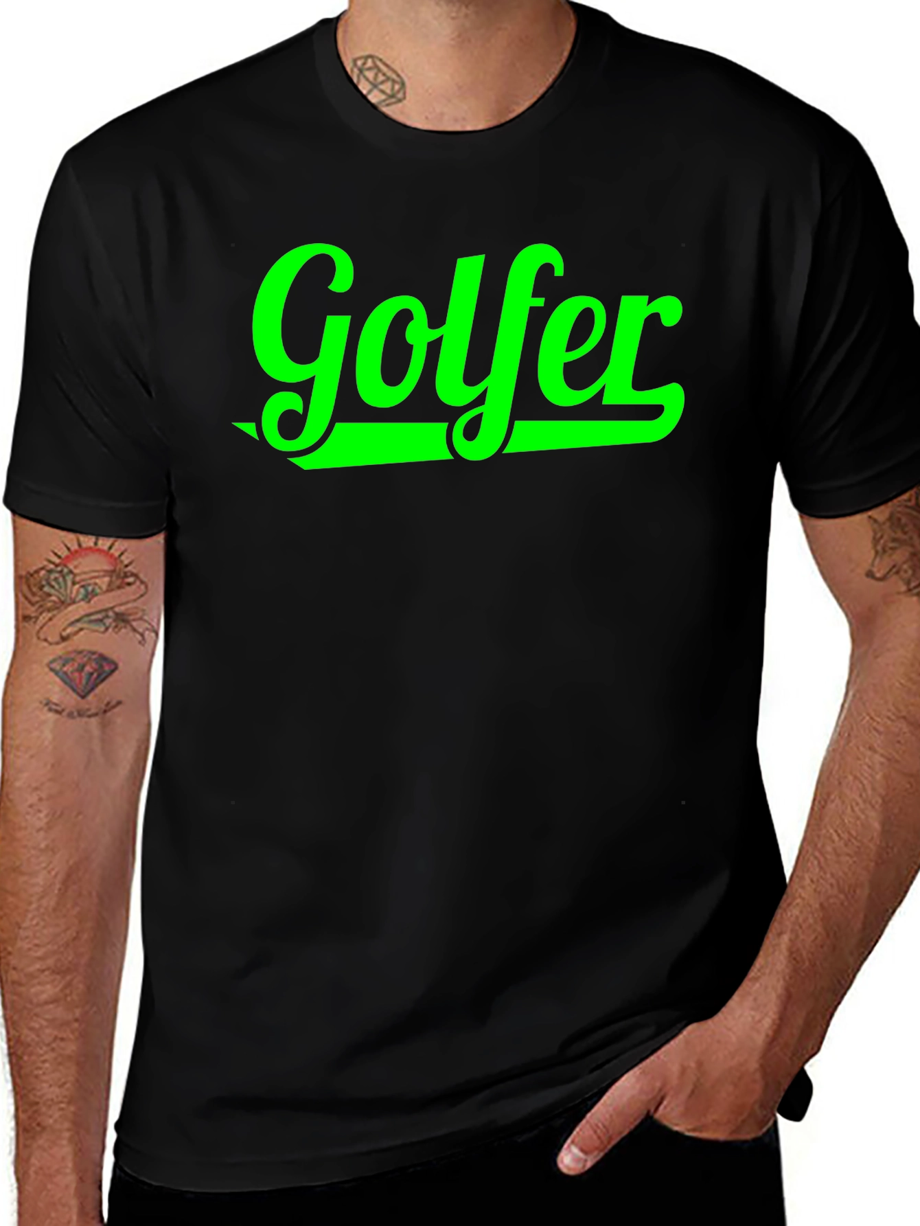 Variant 20 of Golfer Graphic Tee - Black Cotton T-Shirt