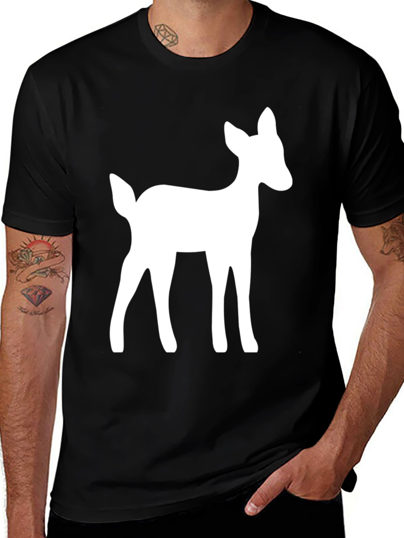 Black Deer Graphic Tee - Casual Unisex T-Shirt