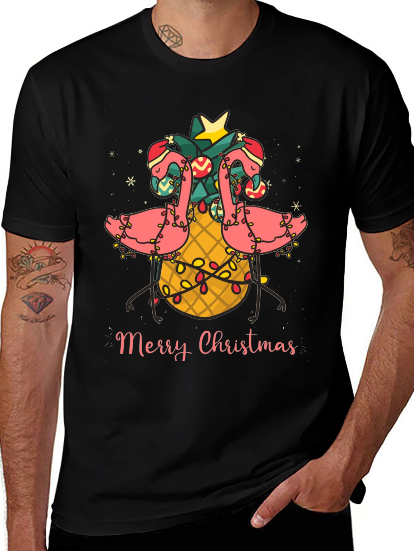Festive Flamingo Christmas Tee