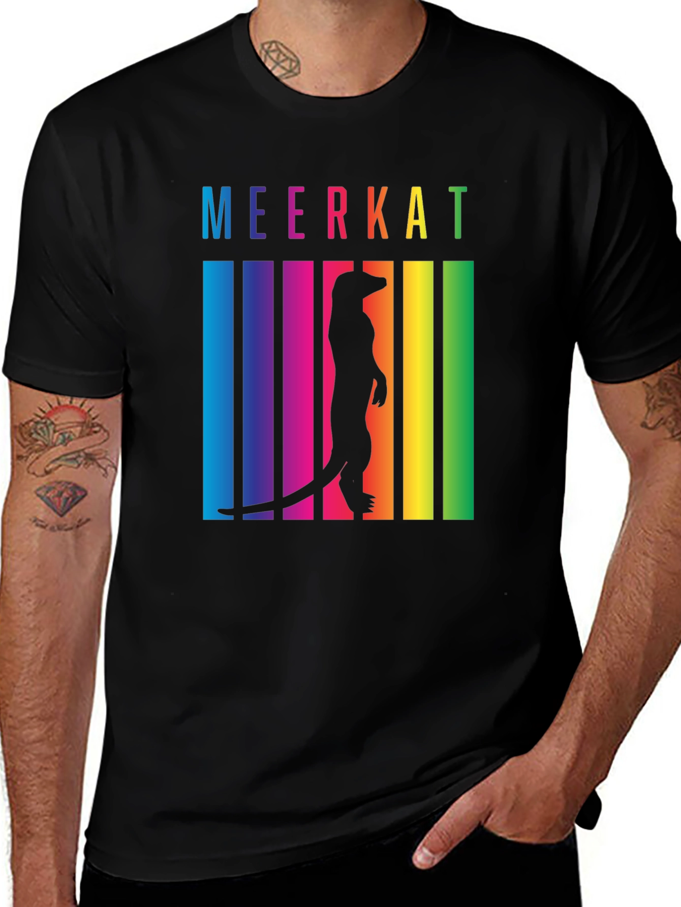 Variant 17 of Meerkat Rainbow T-Shirt - Novelty Graphic Tee