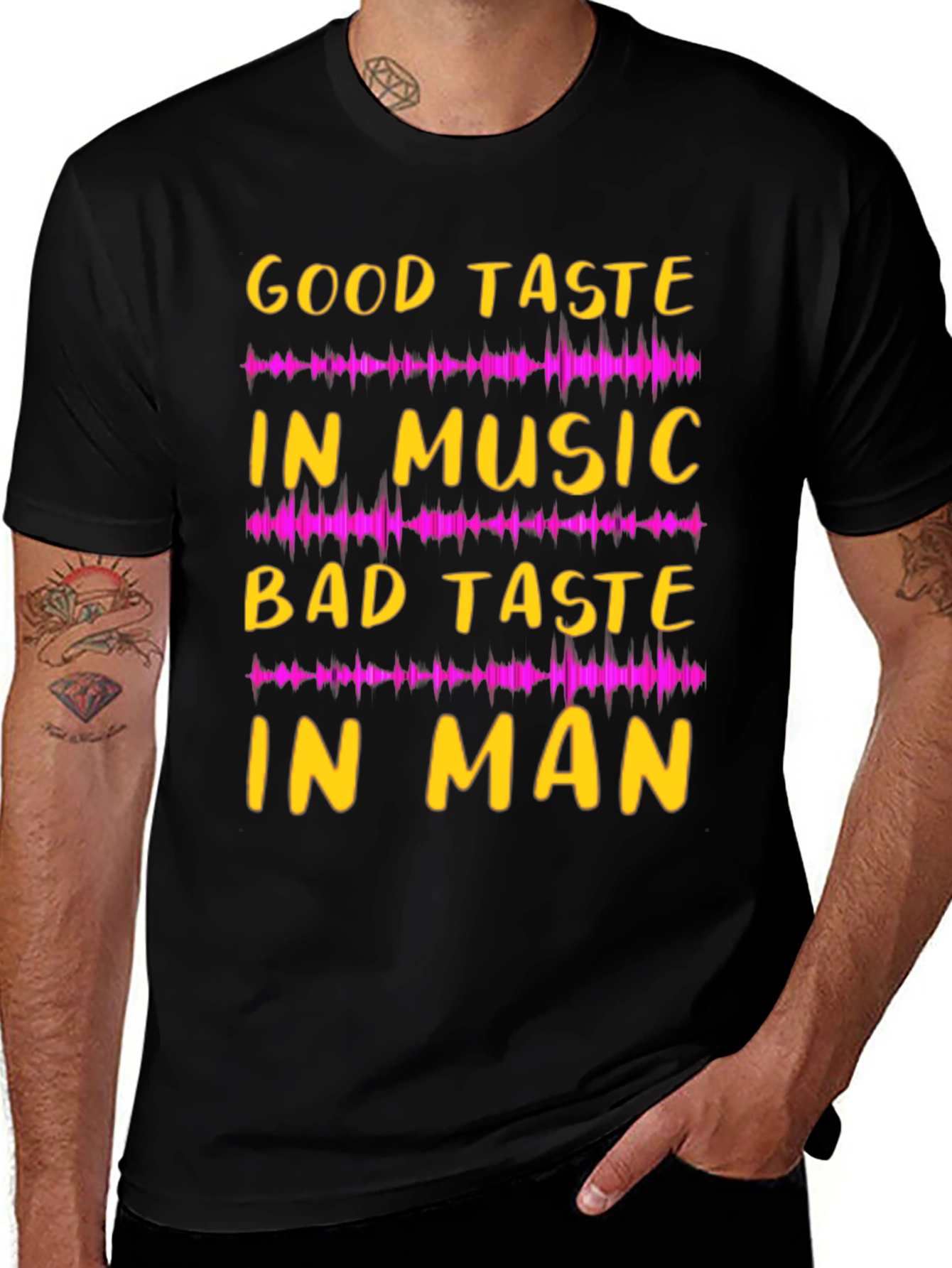 Variant 23 of Funny Music Lover Graphic Tee - Good Taste in Music, Bad Taste in Man