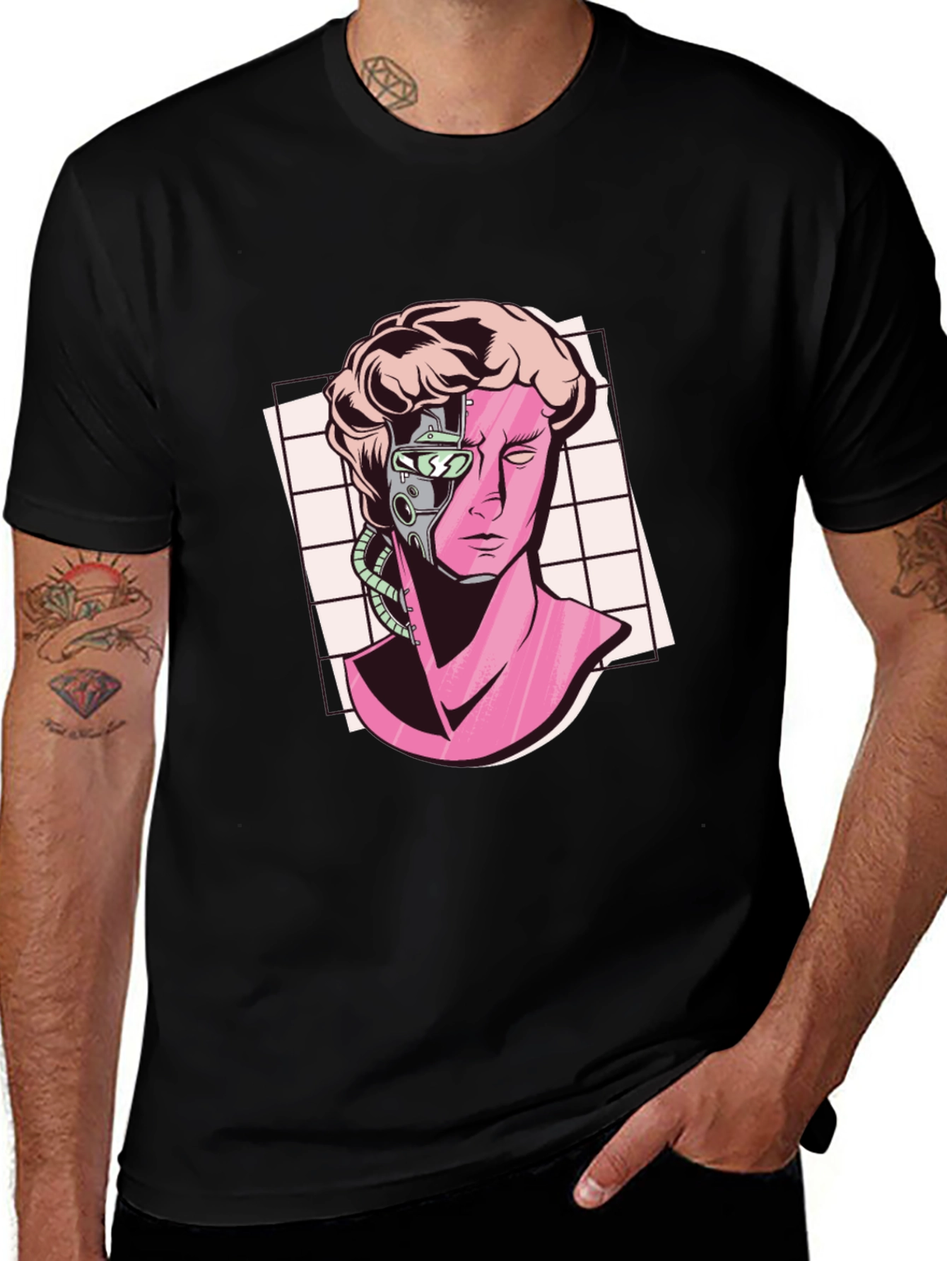 Variant 6 of Cyberpunk David Graphic Tee - Black