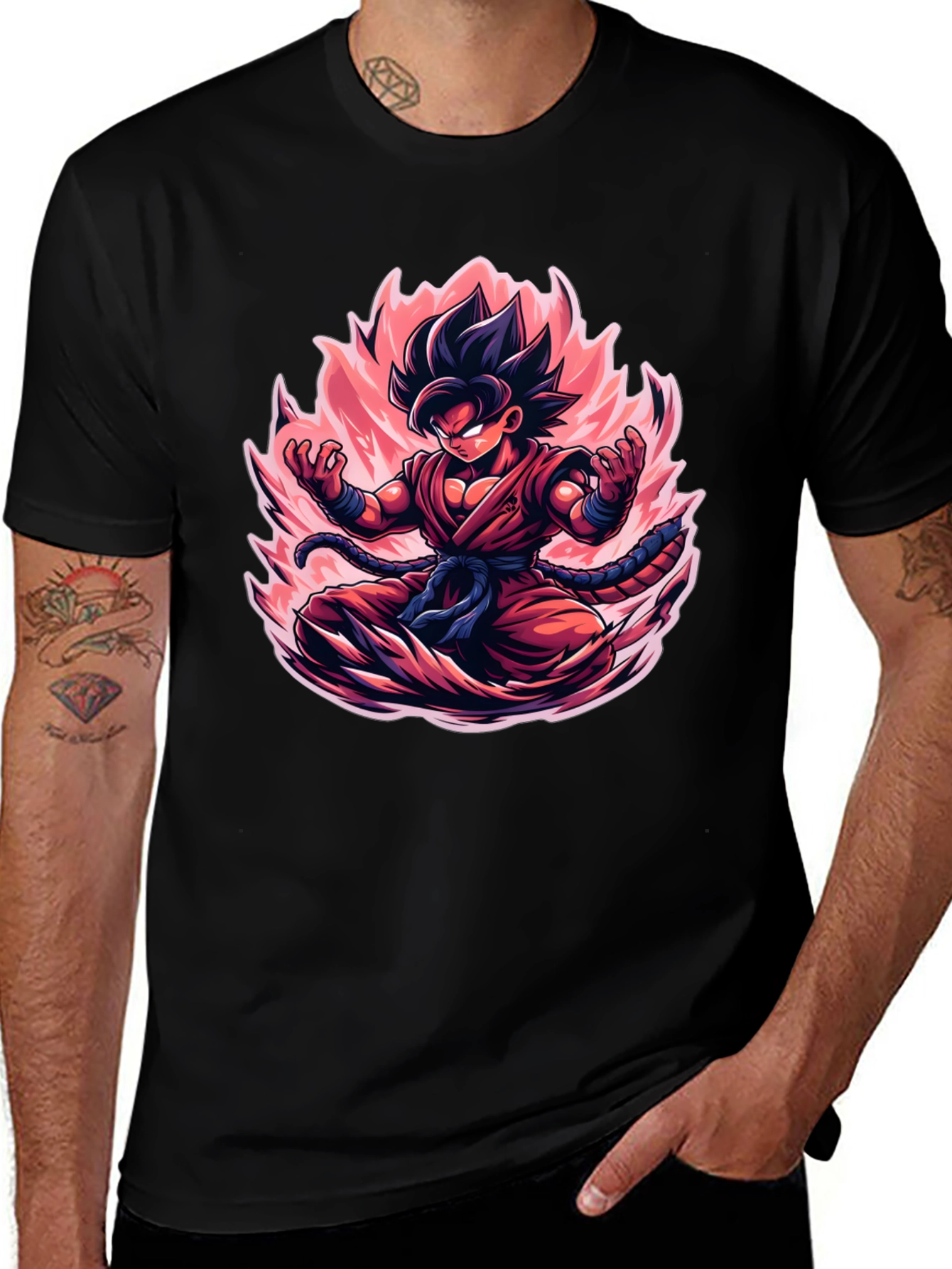Goku Cartoon Graphic Black T-Shirt