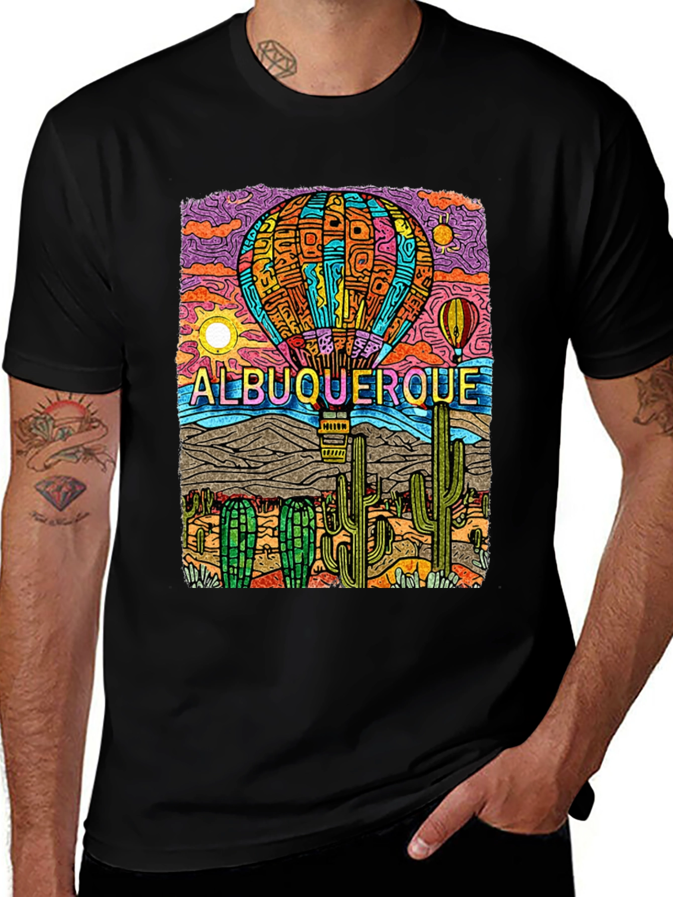 Albuquerque Hot Air Balloon Desert Graphic Tee