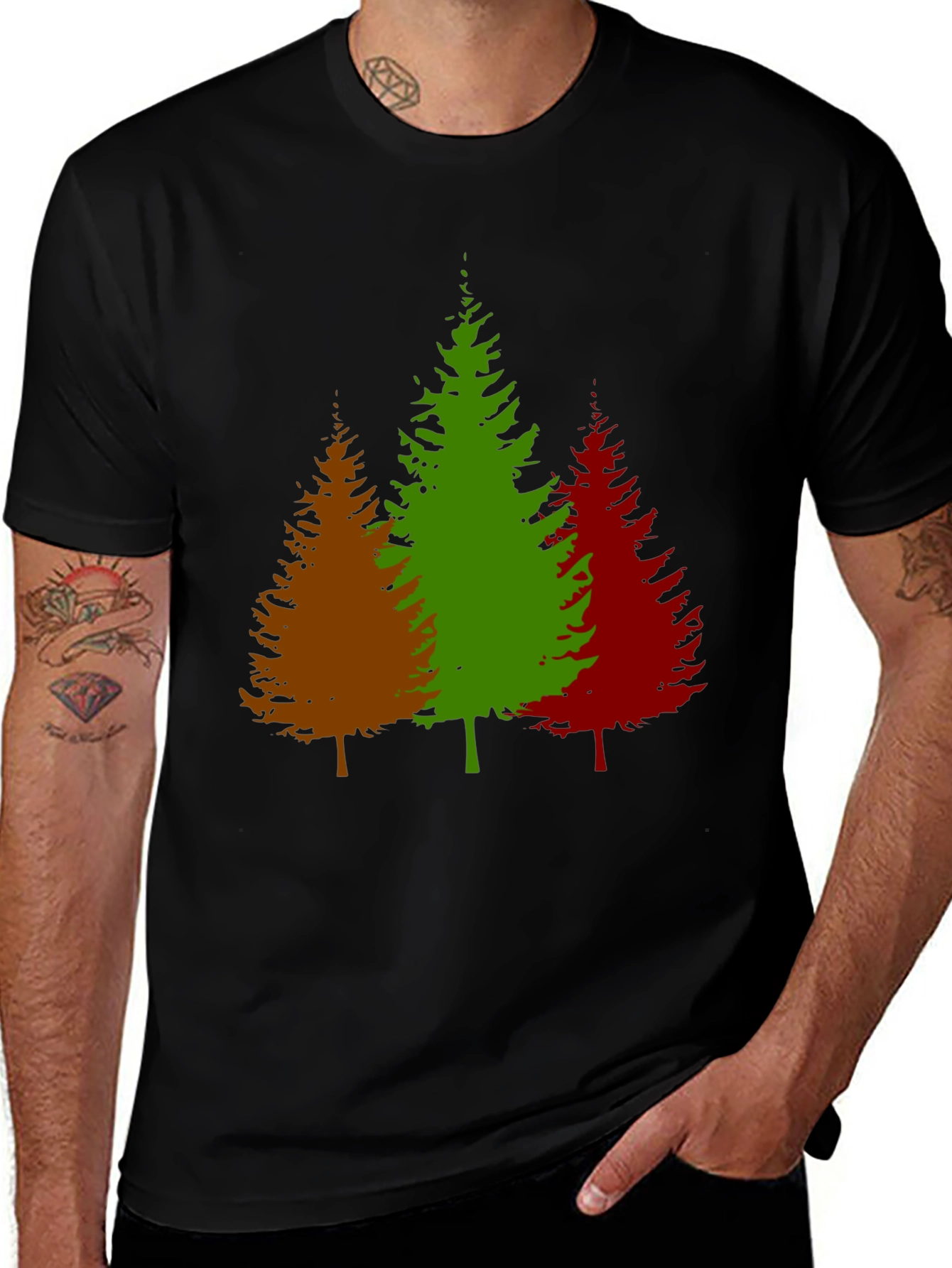 Variant 10 of Colorful Evergreen Tree Graphic T-Shirt