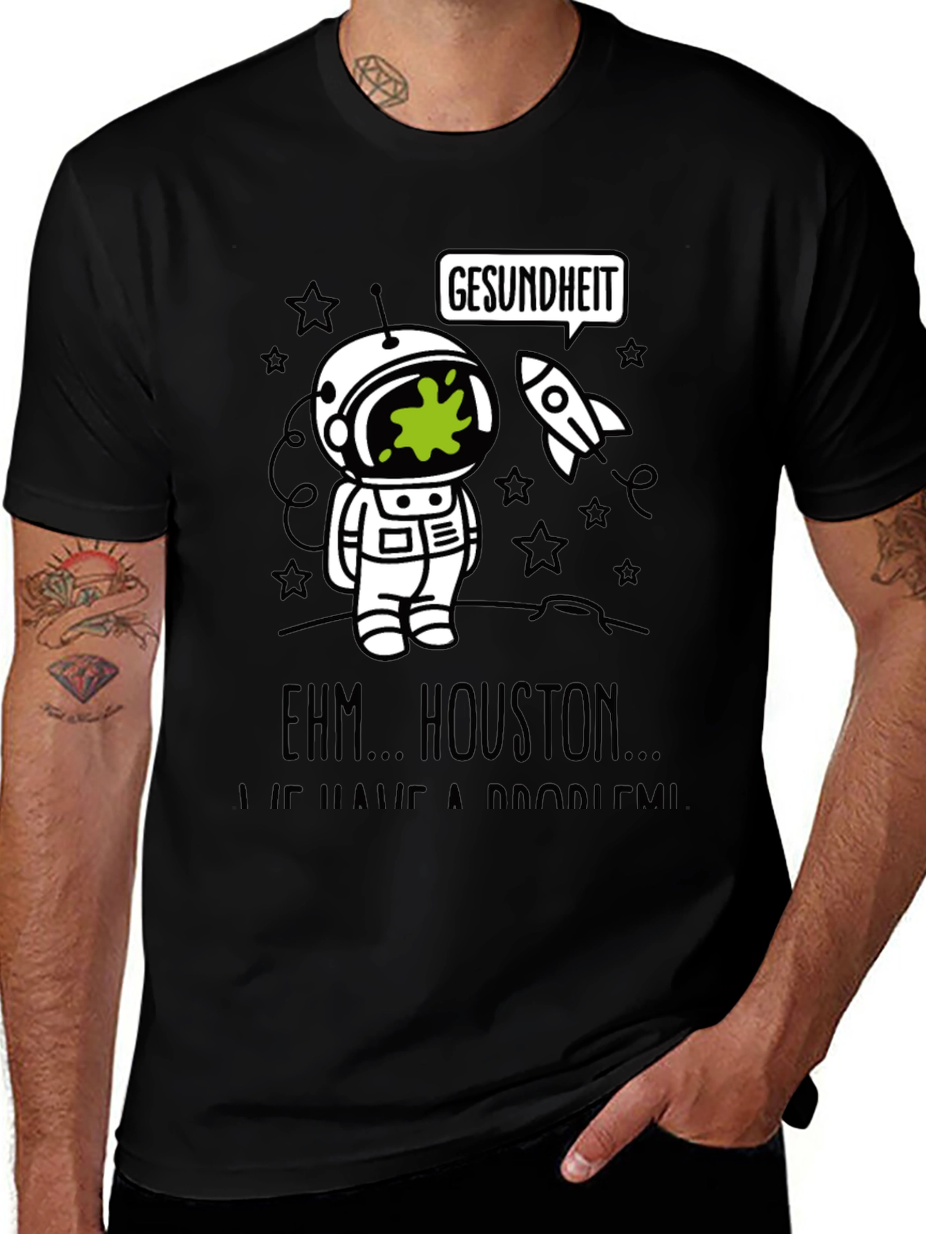Variant 16 of Gesundheit Astronaut Graphic Tee - Funny Space T-Shirt