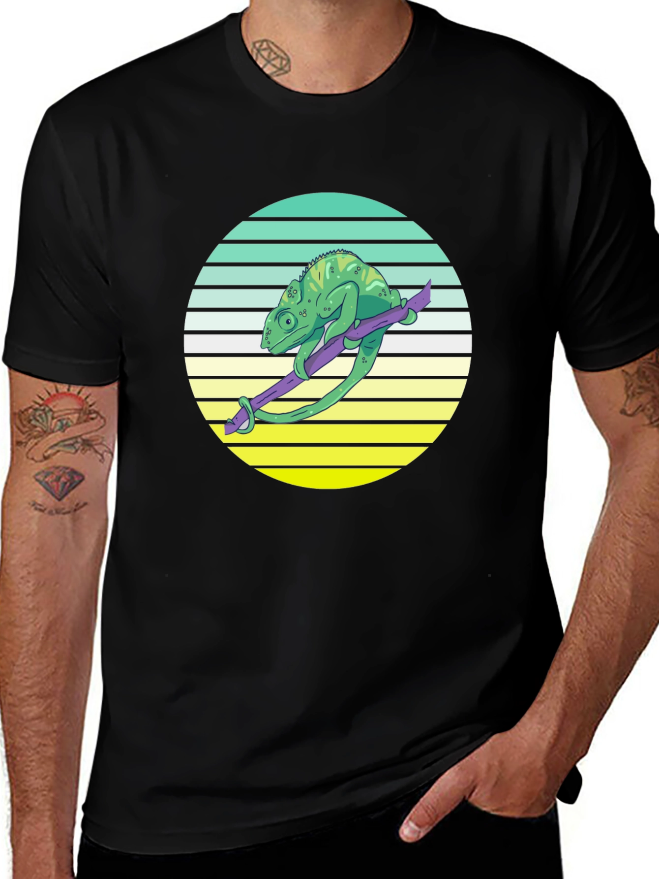 Variant 30 of Chameleon Graphic Tee - Retro Style