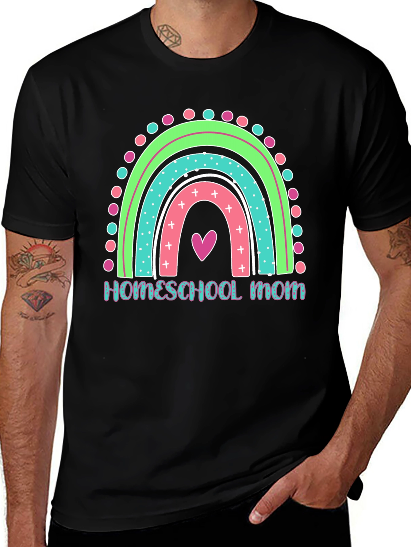 Variant 23 of Homeschool Mom Rainbow Graphic Tee