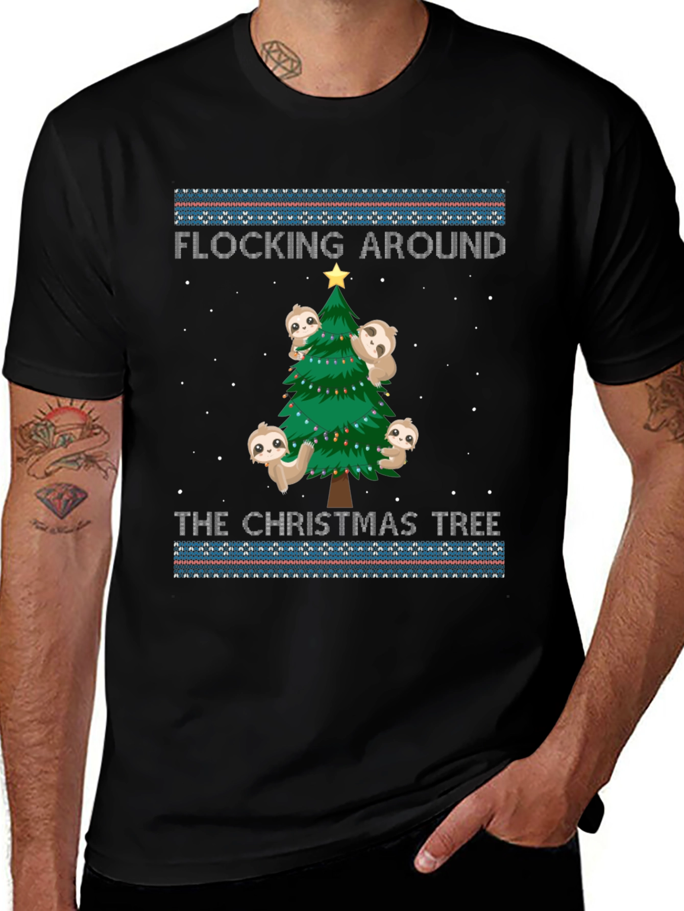 Sloth Christmas Tree Ugly Holiday T-Shirt
