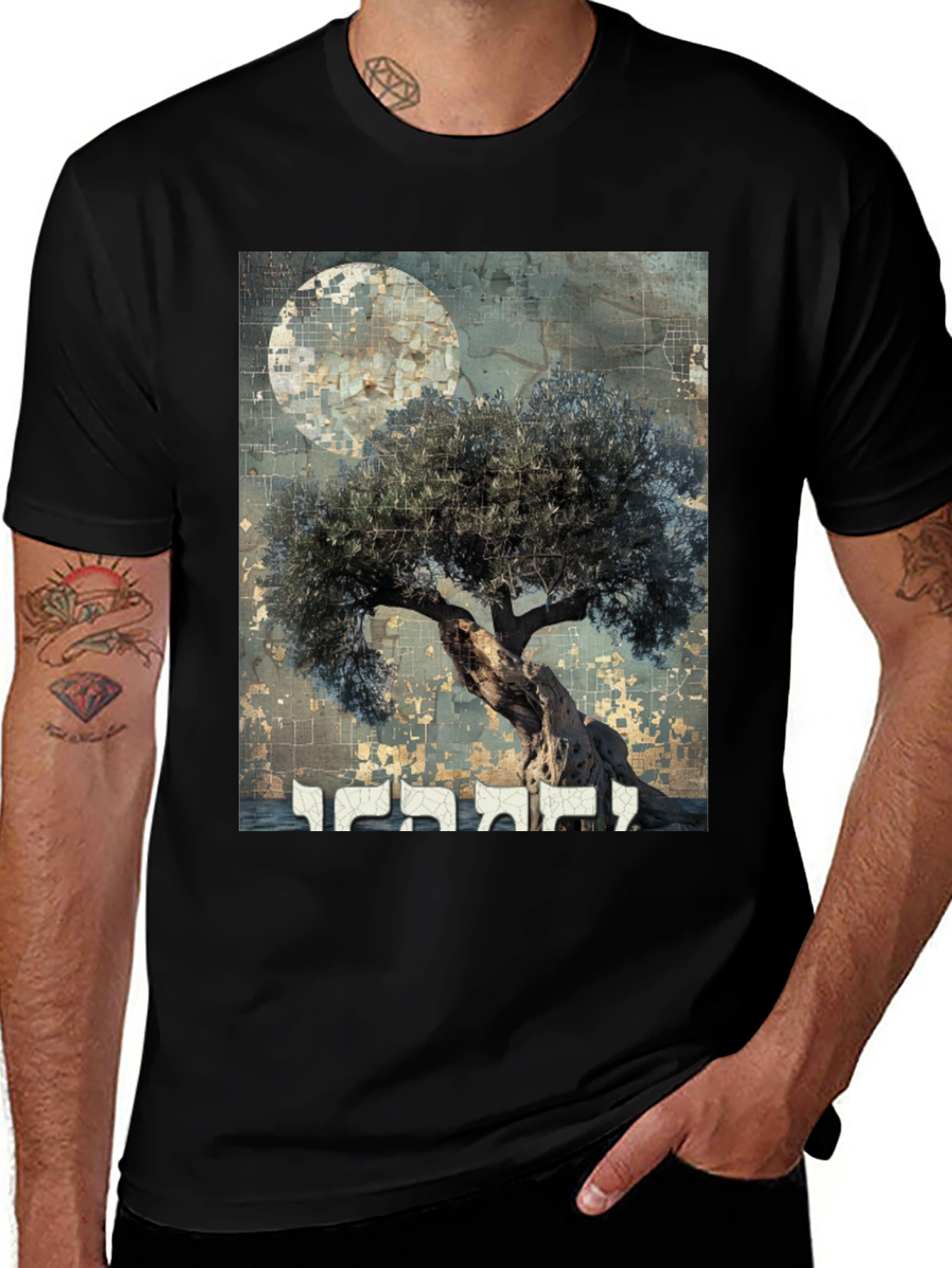 Variant 10 of Olive Tree Graphic Tee - Artistic Menswear