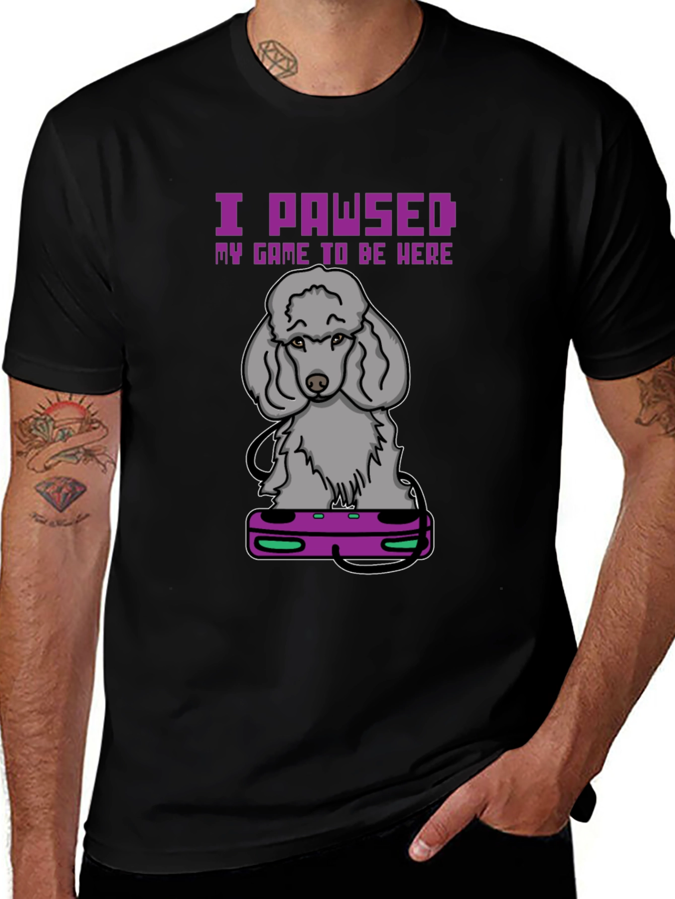 Variant 16 of I PAWSED My Game T-Shirt: Gamer Dog Tee