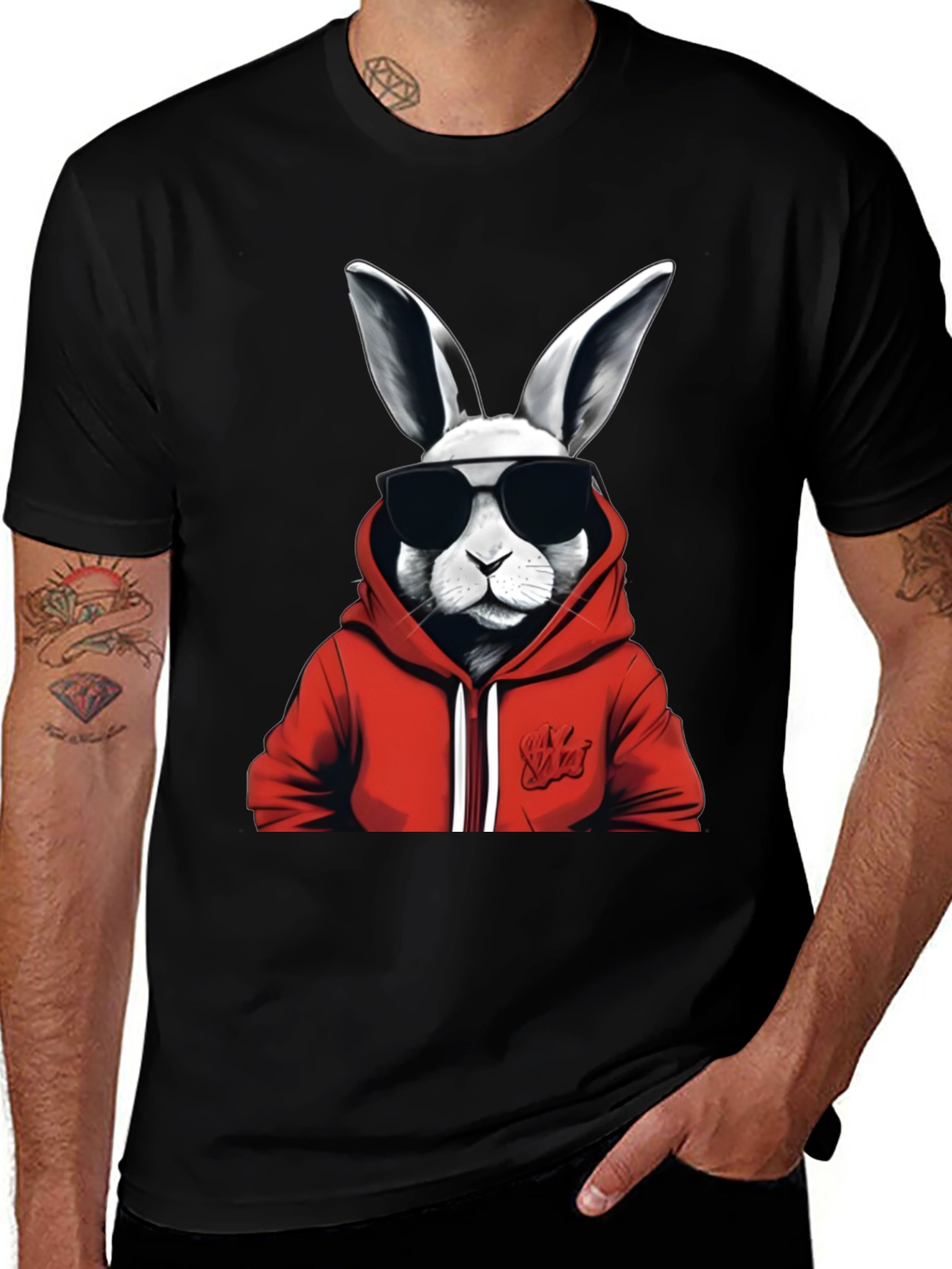 Variant 13 of Cool Rabbit Graphic Tee - Black