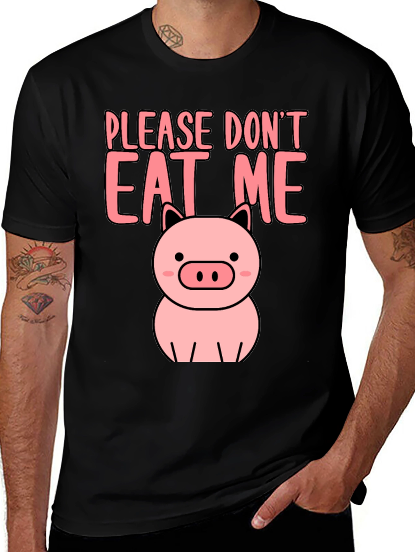 Variant 4 of Cute Pig Please Don't Eat Me Graphic Tee