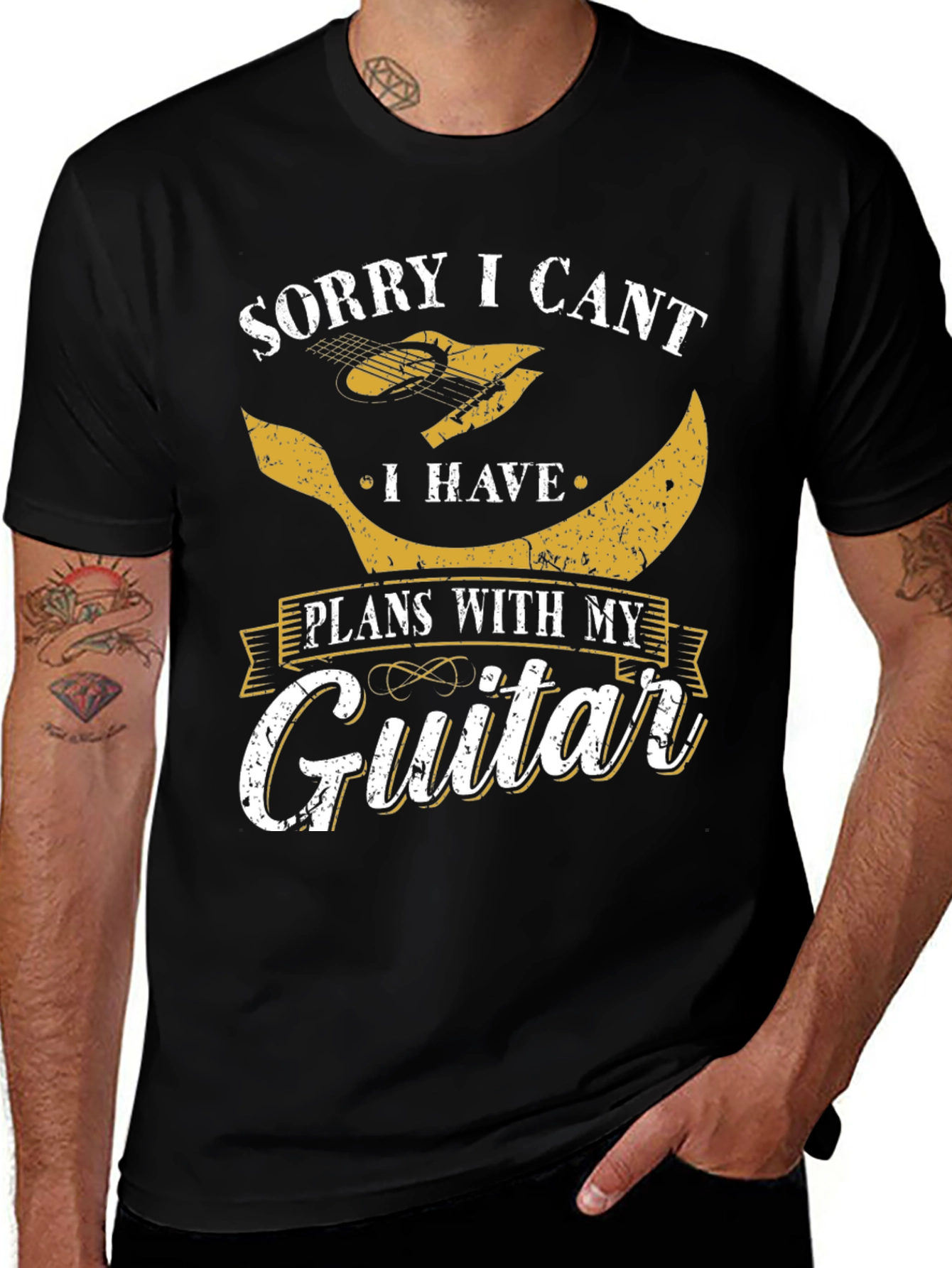 Variant 15 of Guitar Plans Graphic Tee - Musician's Statement T-Shirt