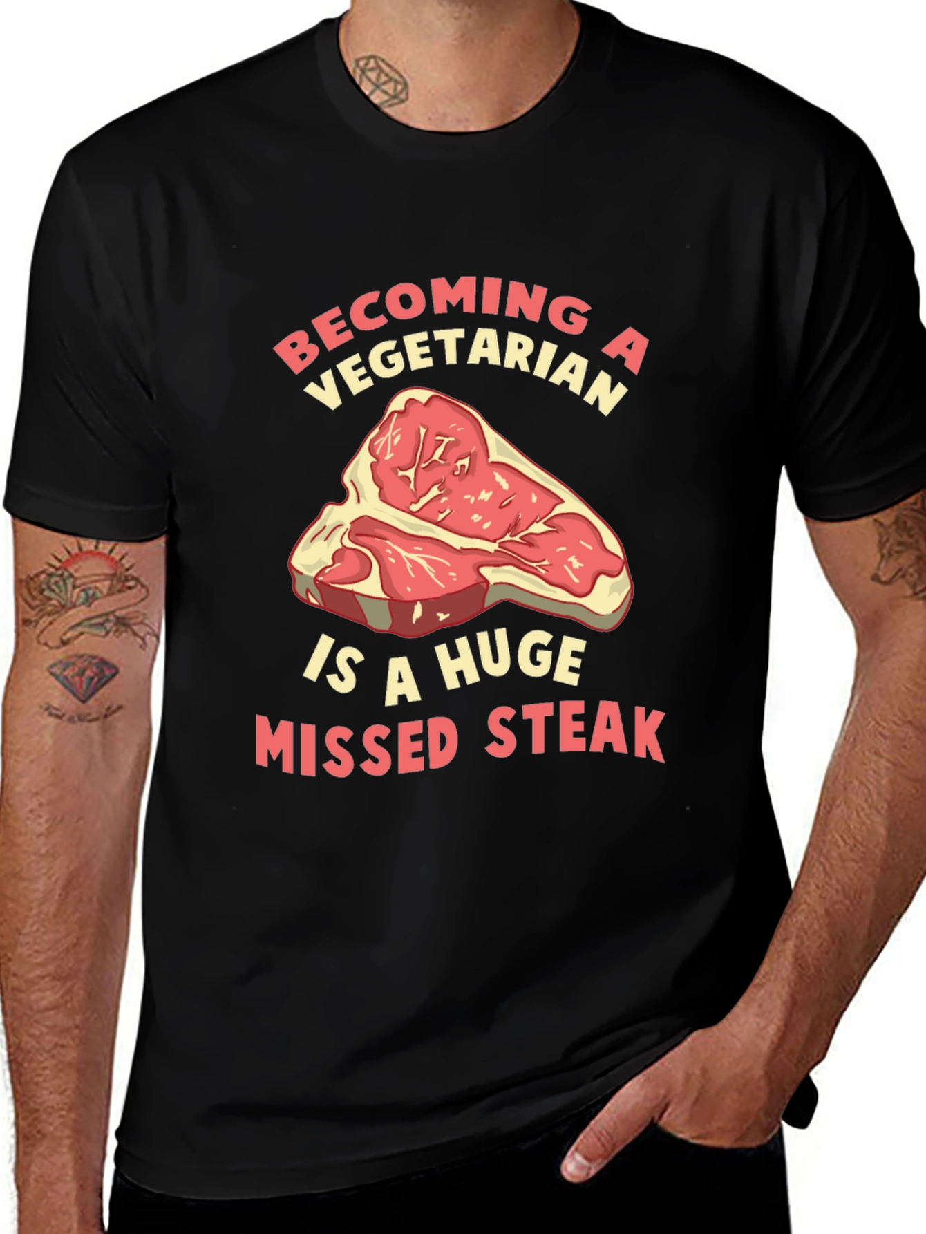 Variant 10 of Funny "Missed Steak" Vegetarian T-Shirt