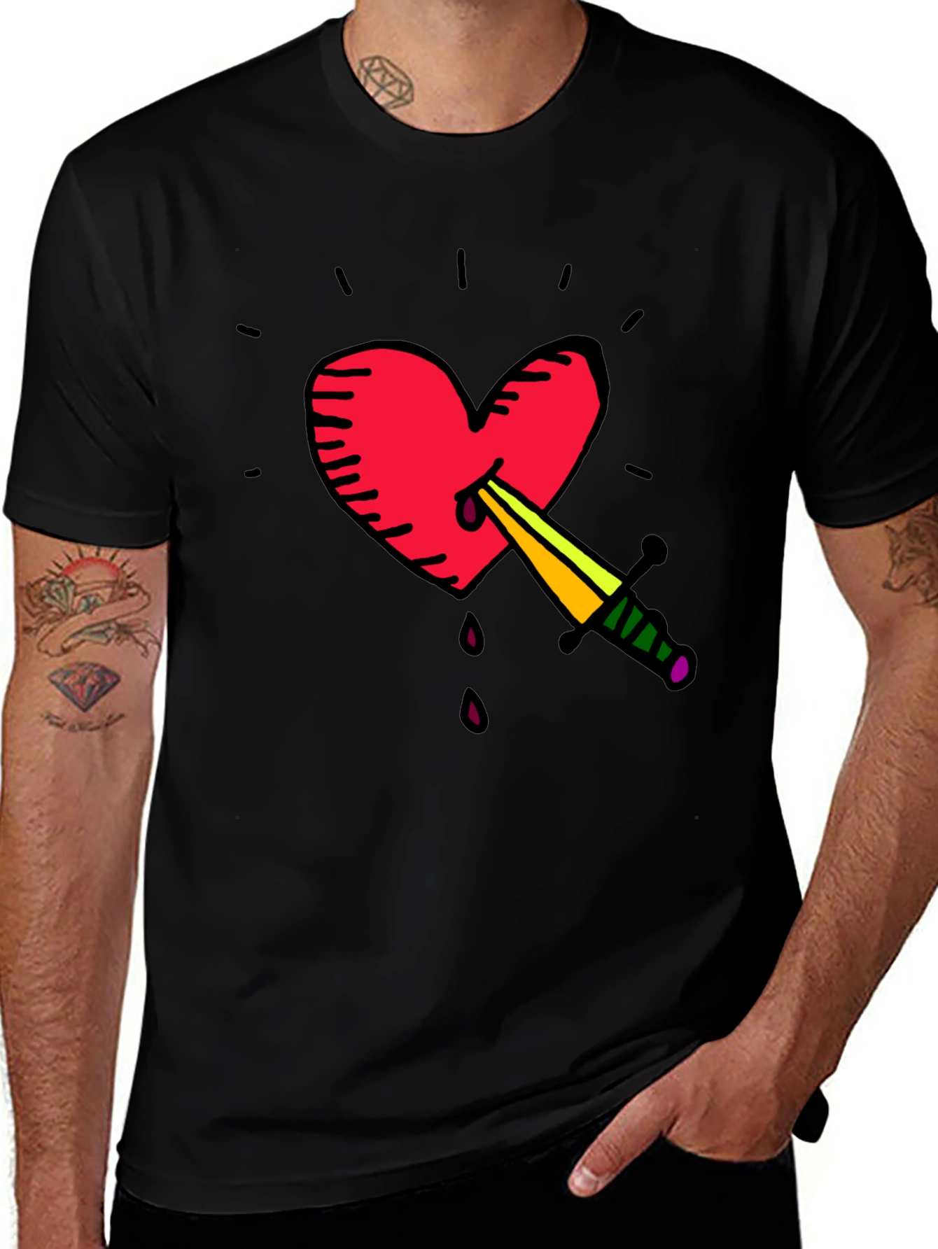Variant 9 of Heart & Dagger Graphic Tee - Stylish Unisex T-Shirt