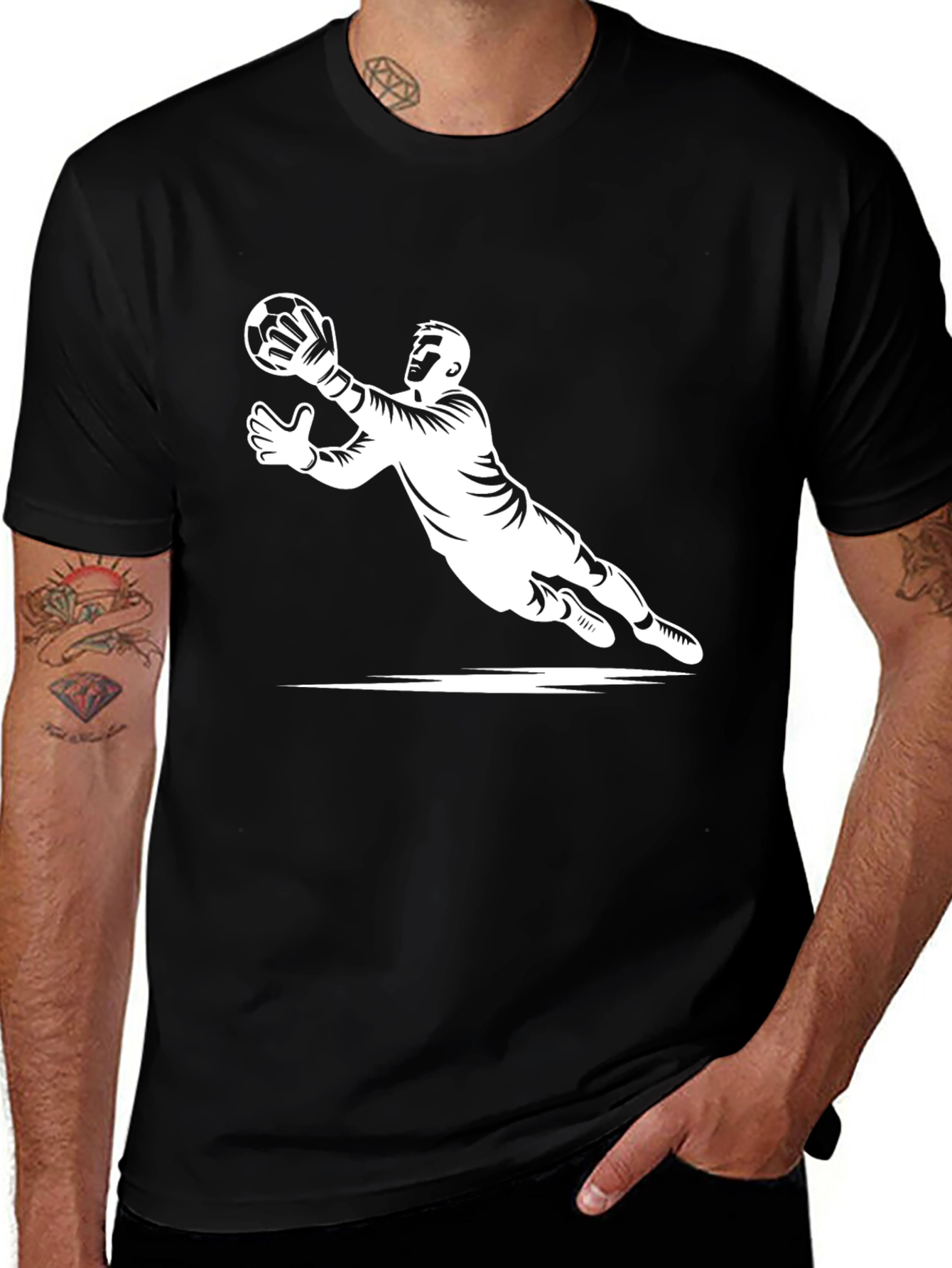 Variant 30 of Goalkeeper Graphic T-Shirt - Black, Sporty Design