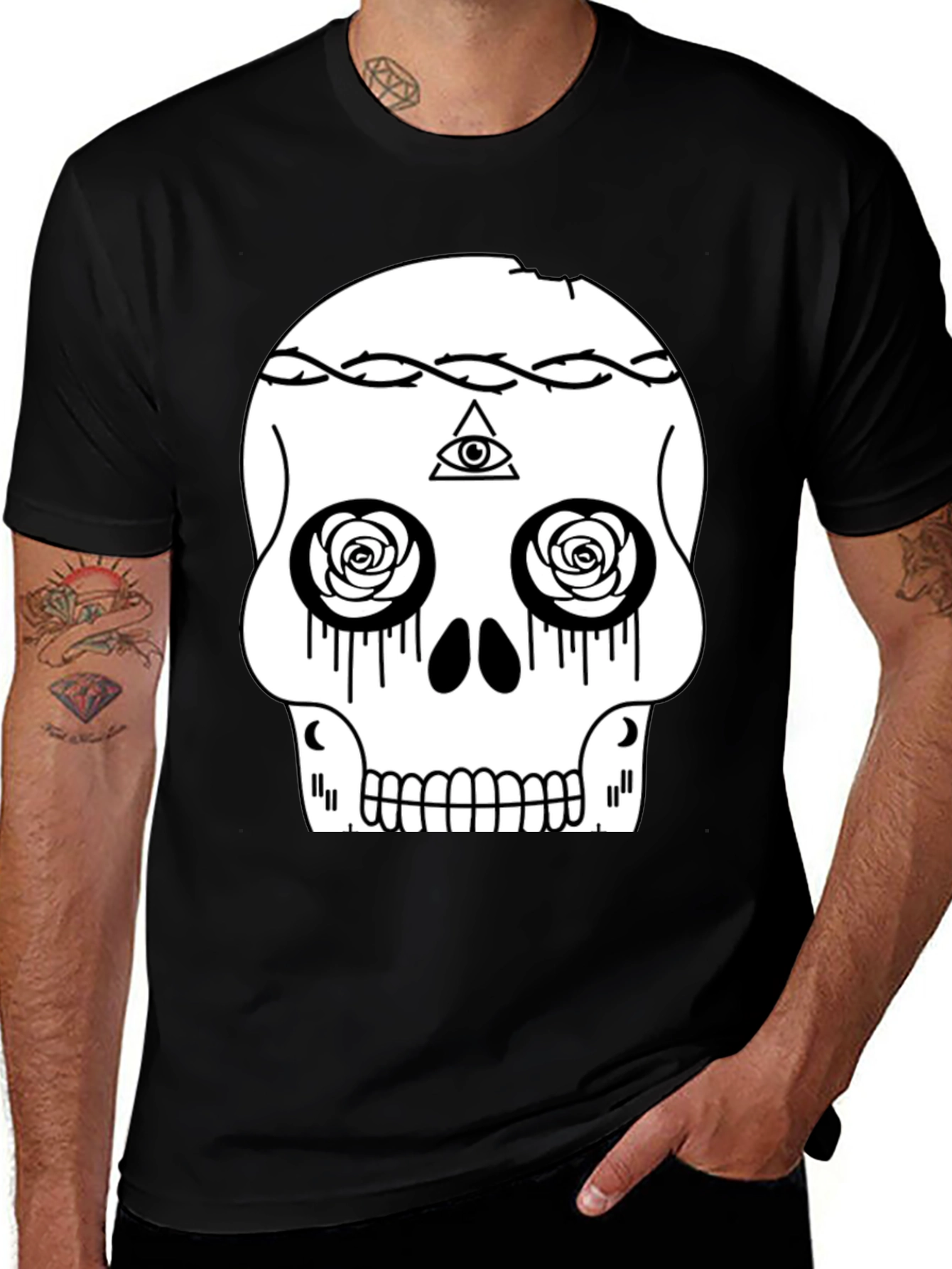 Variant 18 of Skull T-Shirt Graphic Tee, Black Cotton Casual Wear