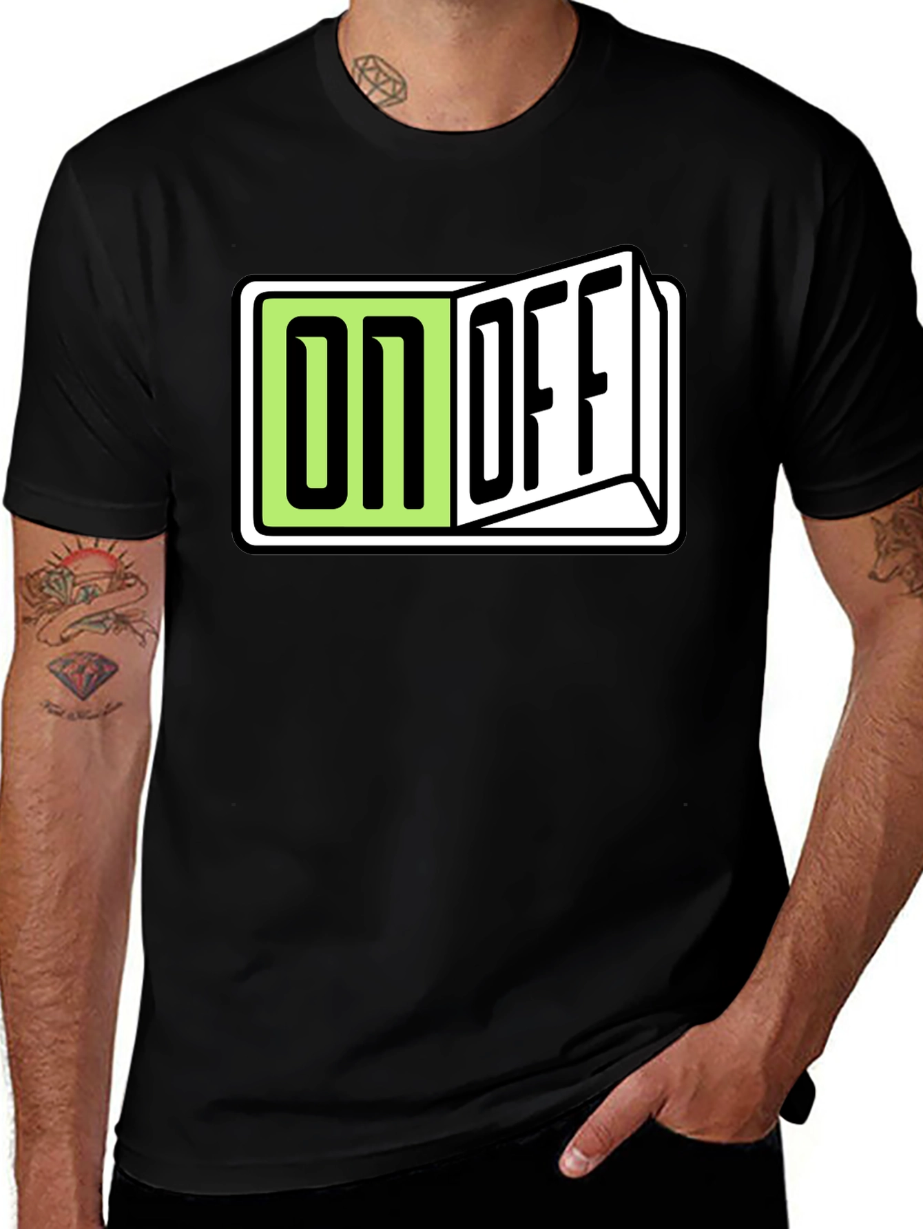 Variant 14 of On/Off Graphic Tee - Black Cotton Blend