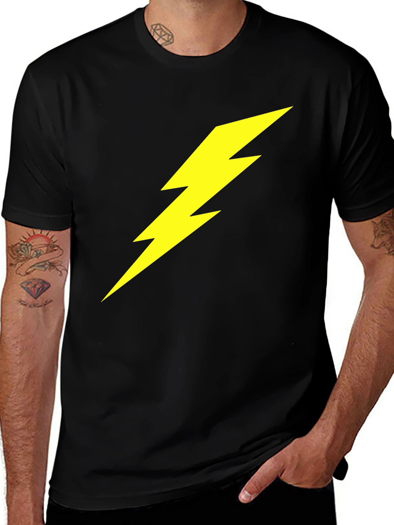 Black Lightning Bolt Graphic Tee - Bold Black T-Shirt main image