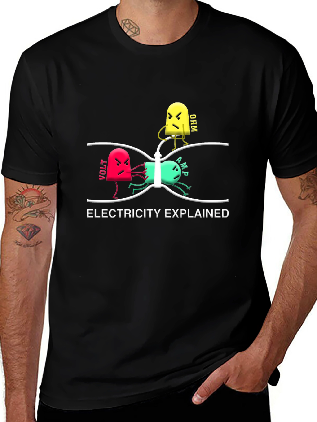 Variant 12 of Electricity Explained Funny Science T-Shirt