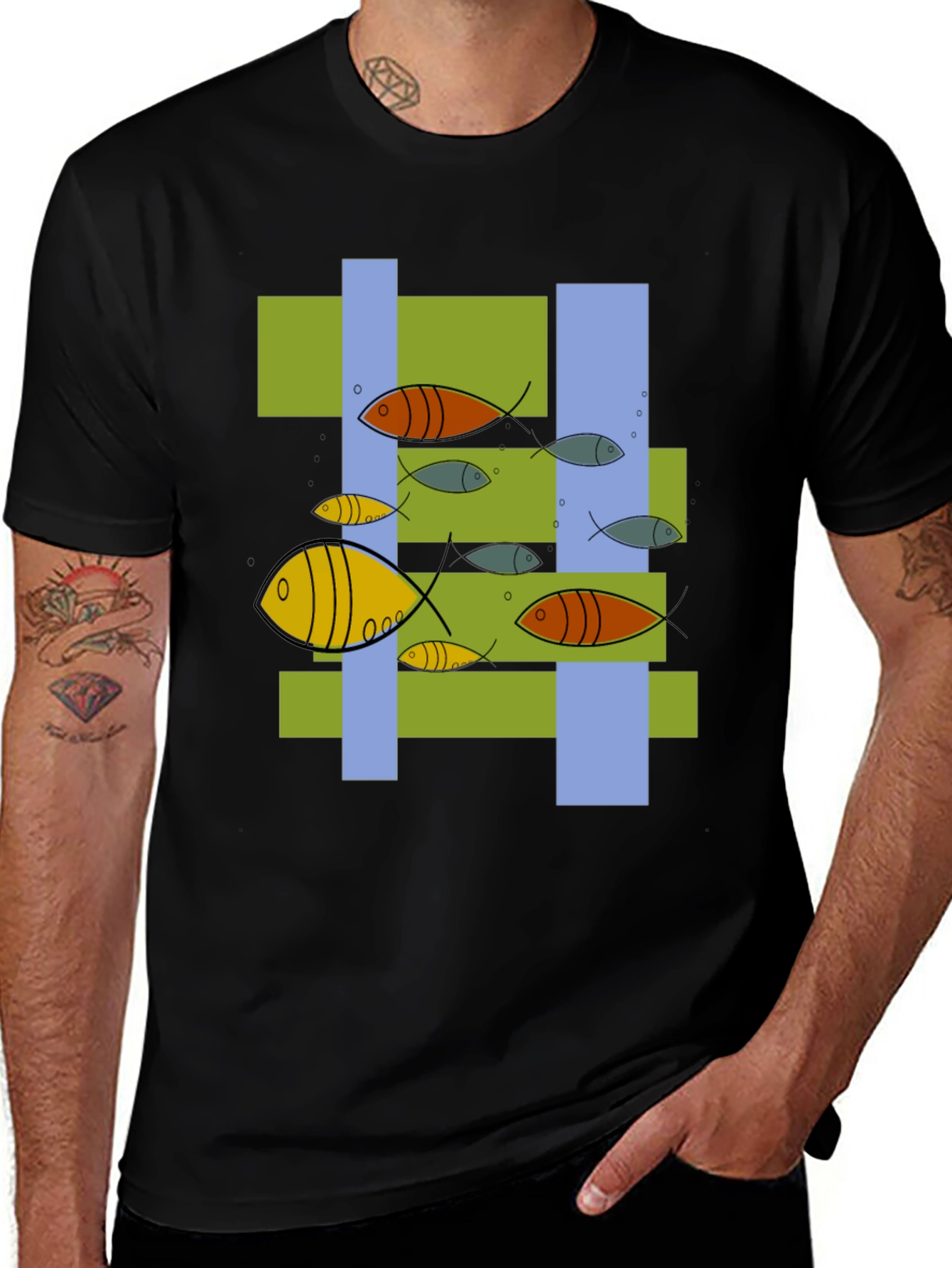 Variant 10 of Modern Fish Graphic T-Shirt - Unique Abstract Design