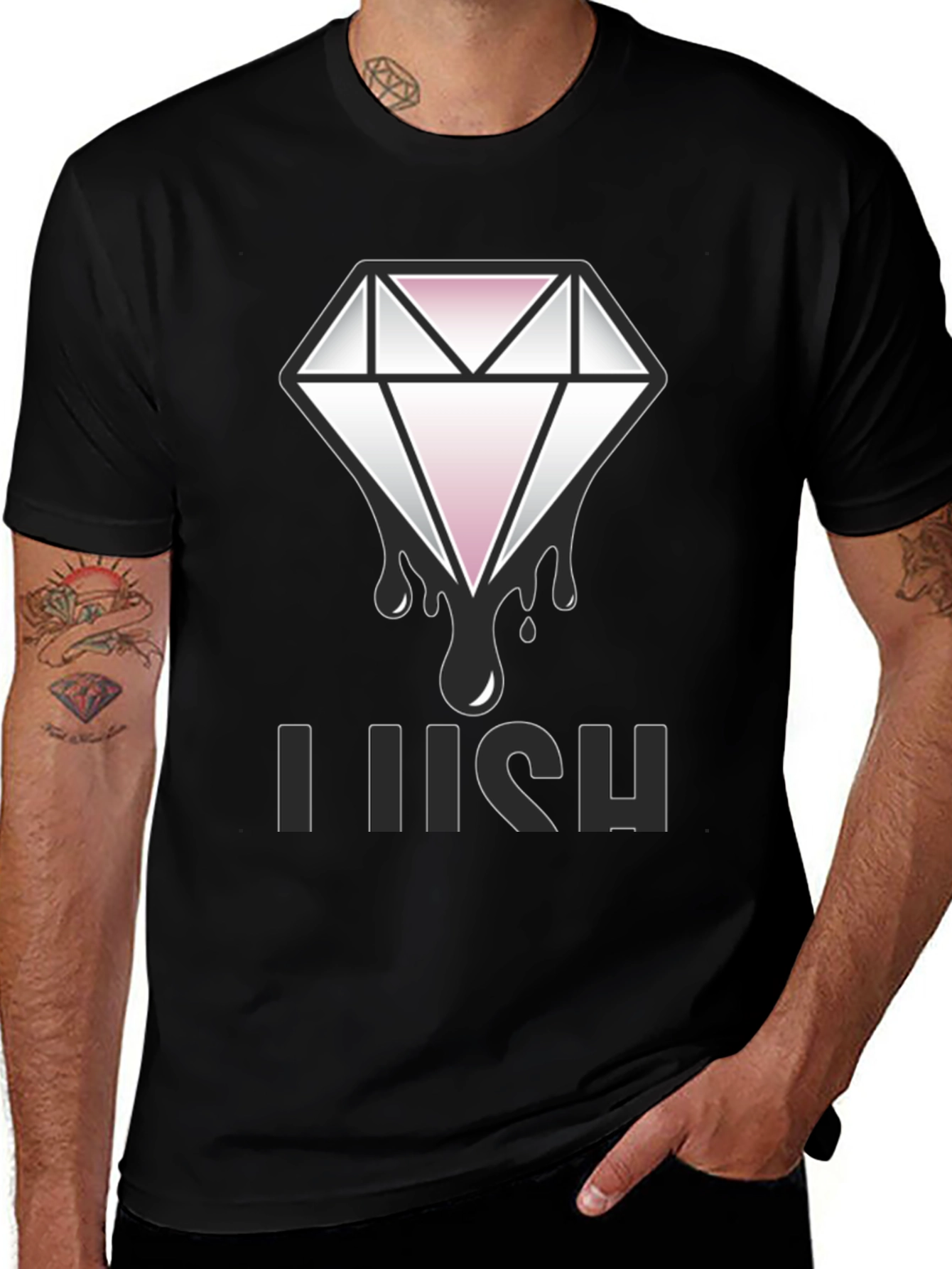 Variant 11 of Lush Diamond Graphic Tee - Black Cotton Blend