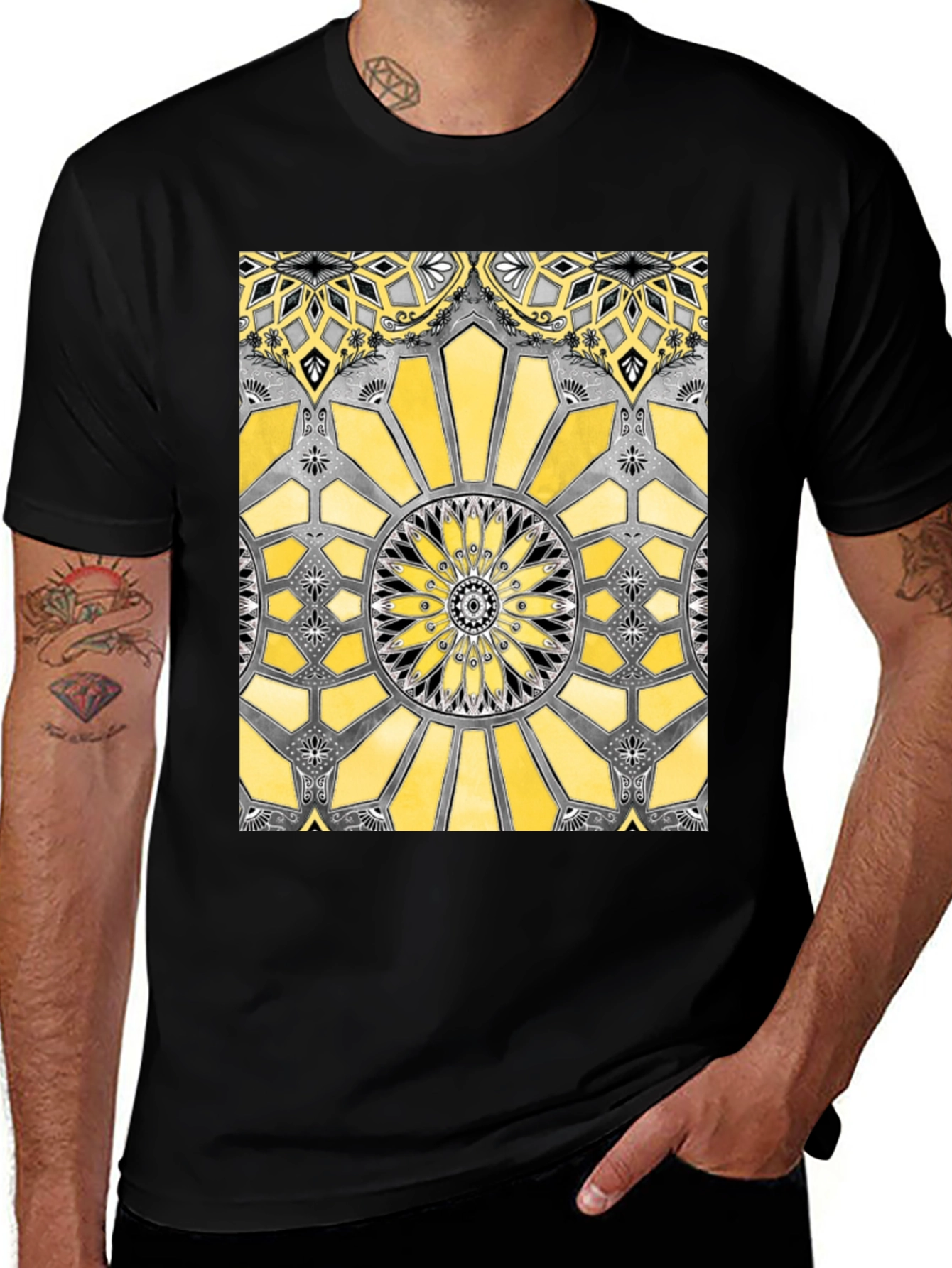 Variant 5 of Geometric Design Graphic Tee - Stylish Black T-Shirt